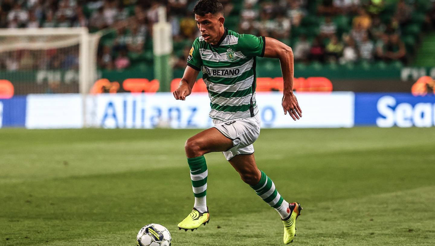 Matheus Nunes, green and white stripes, vibrant green pitch, HD Desktop Wallpaper