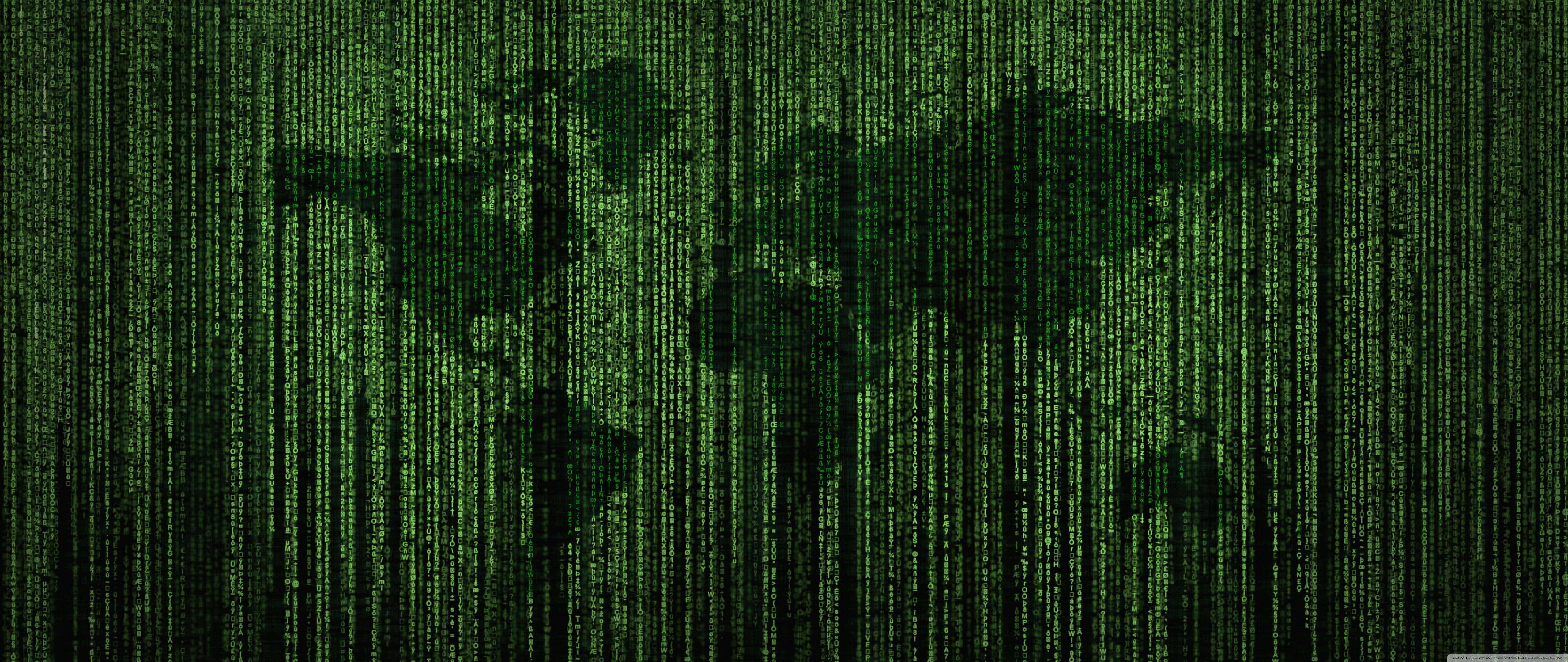 Matrix Code, green background, world map, 5K Desktop Wallpaper