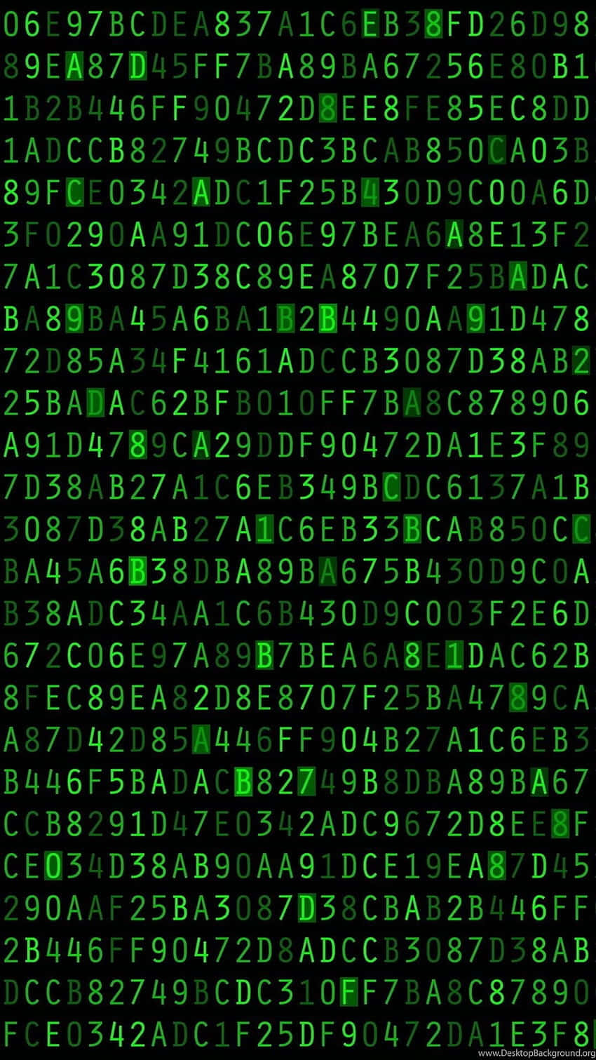 Matrix Code, glowing green hexadecimal code, black background, HD Phone Wallpaper