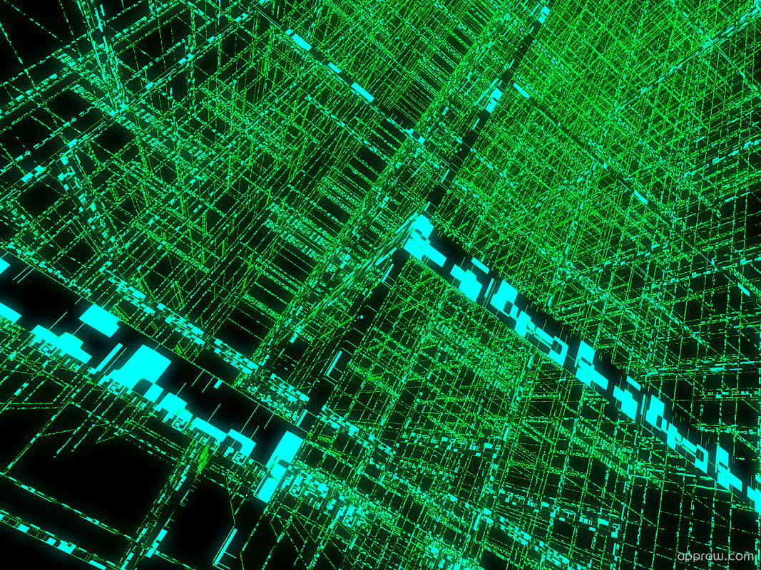 Matrix Code, glowing green, cyan digital grid network, SD Desktop Wallpaper
