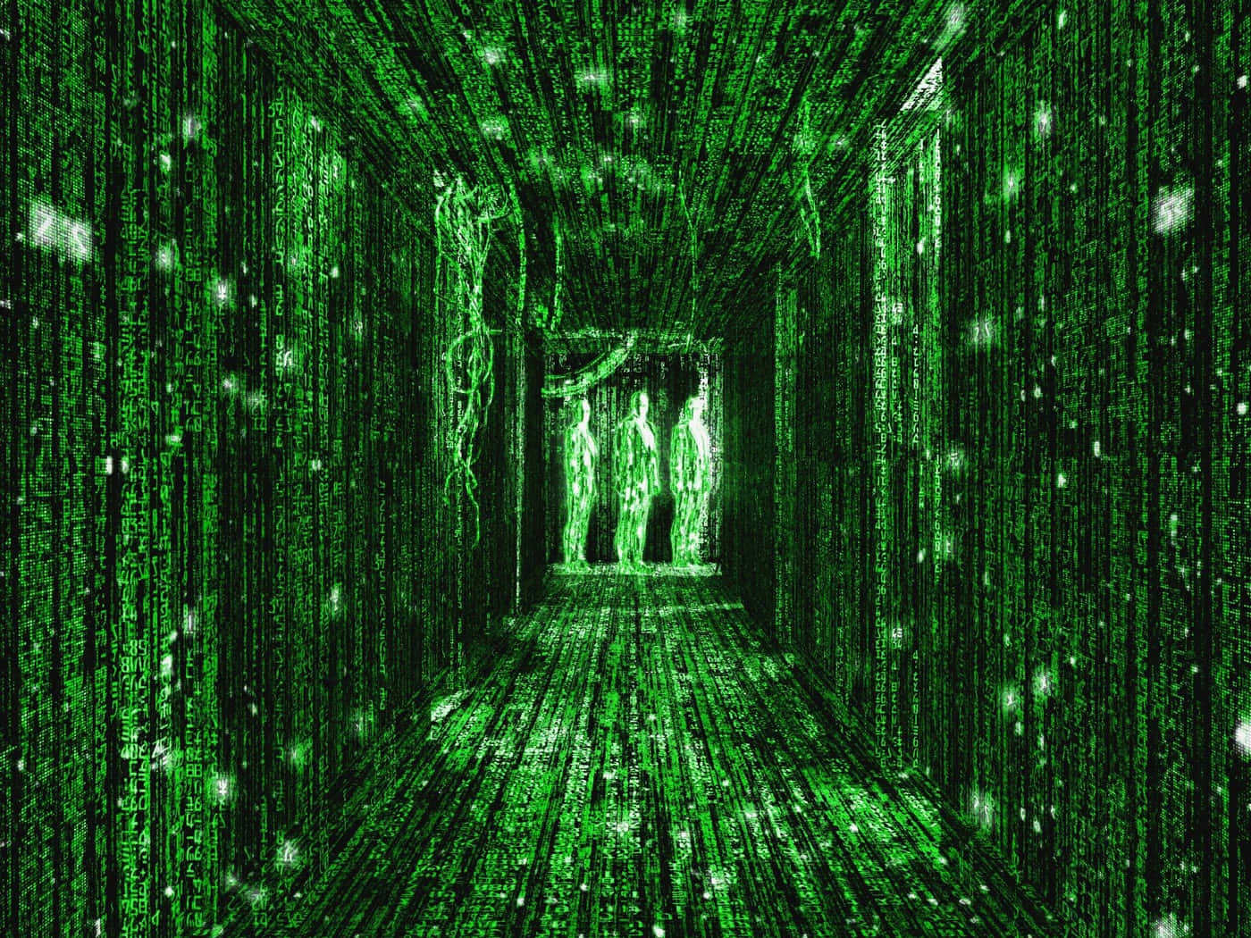 Matrix Code, digital tunnel, falling green code, HD Desktop Wallpaper