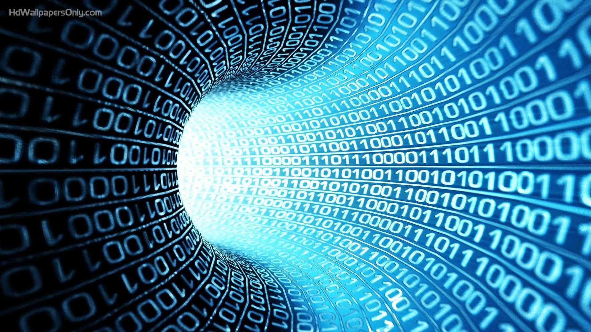 neon blue, abstract matrix tunnel, glowing blue digital tunnel, Full HD Desktop Wallpaper