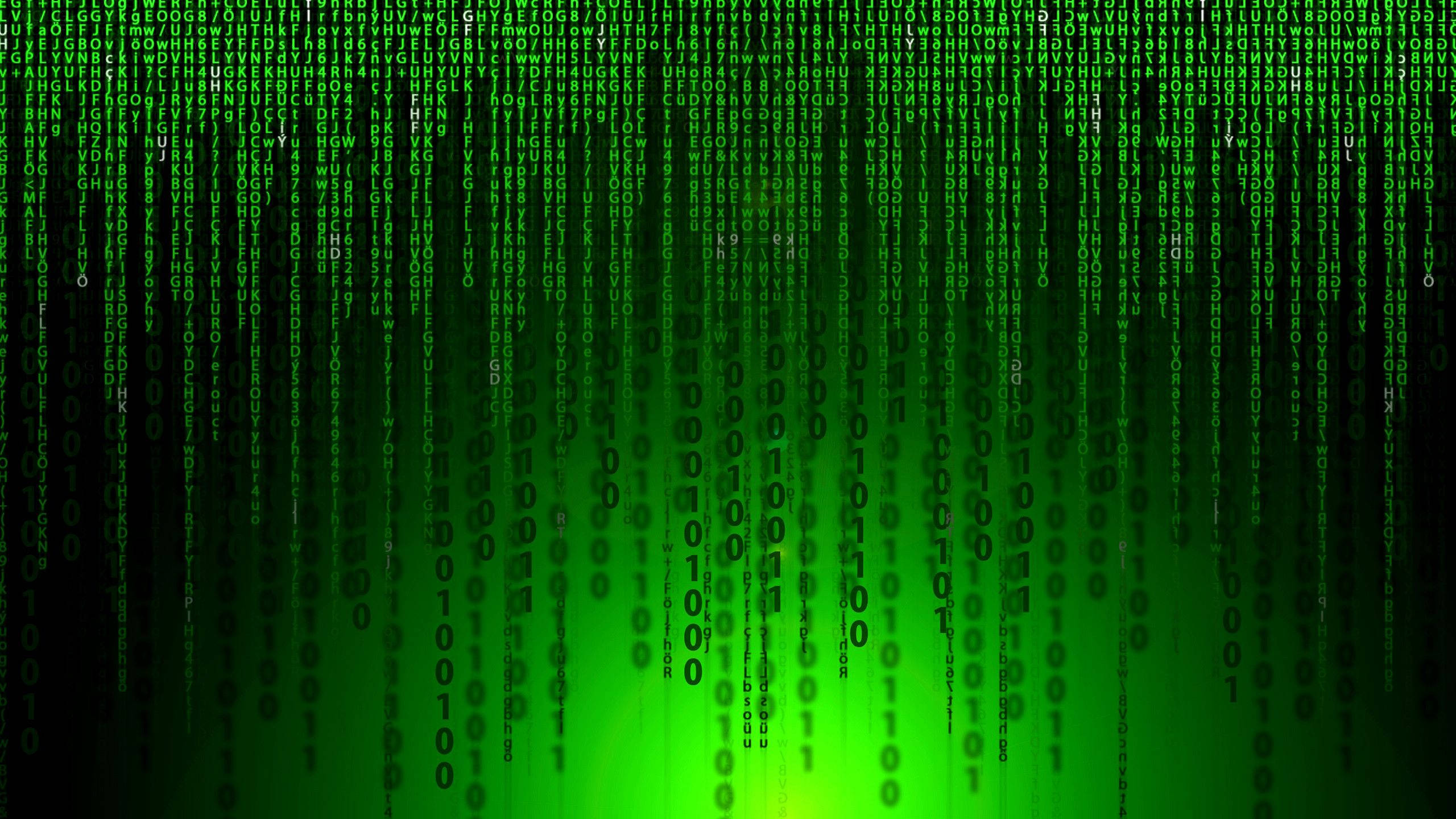 neon green matrix, digital rain, binary code, 2K Desktop Wallpaper