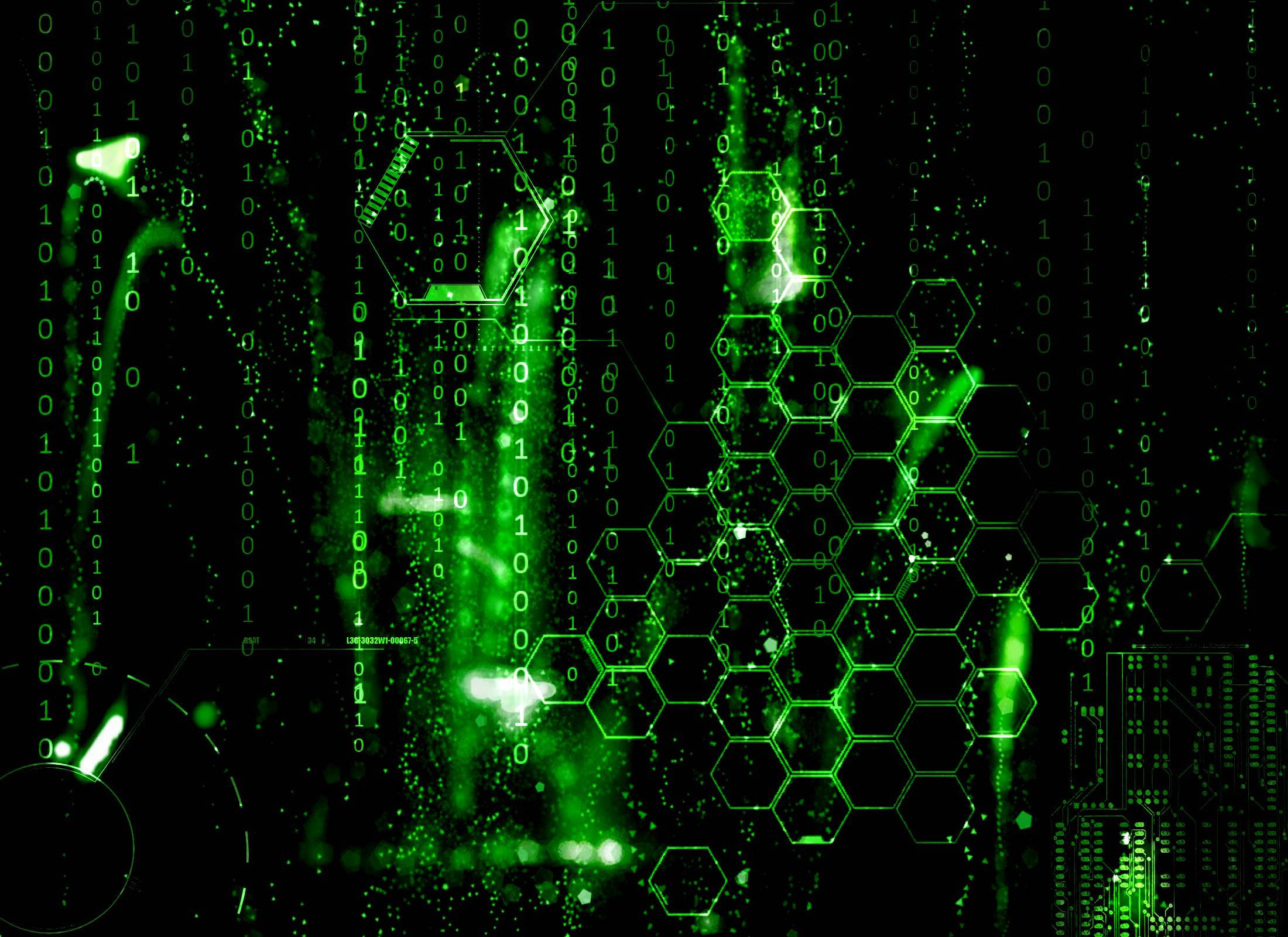 neon green, honeycomb matrix, hexagonal circuit patterns, Full HD Desktop Wallpaper
