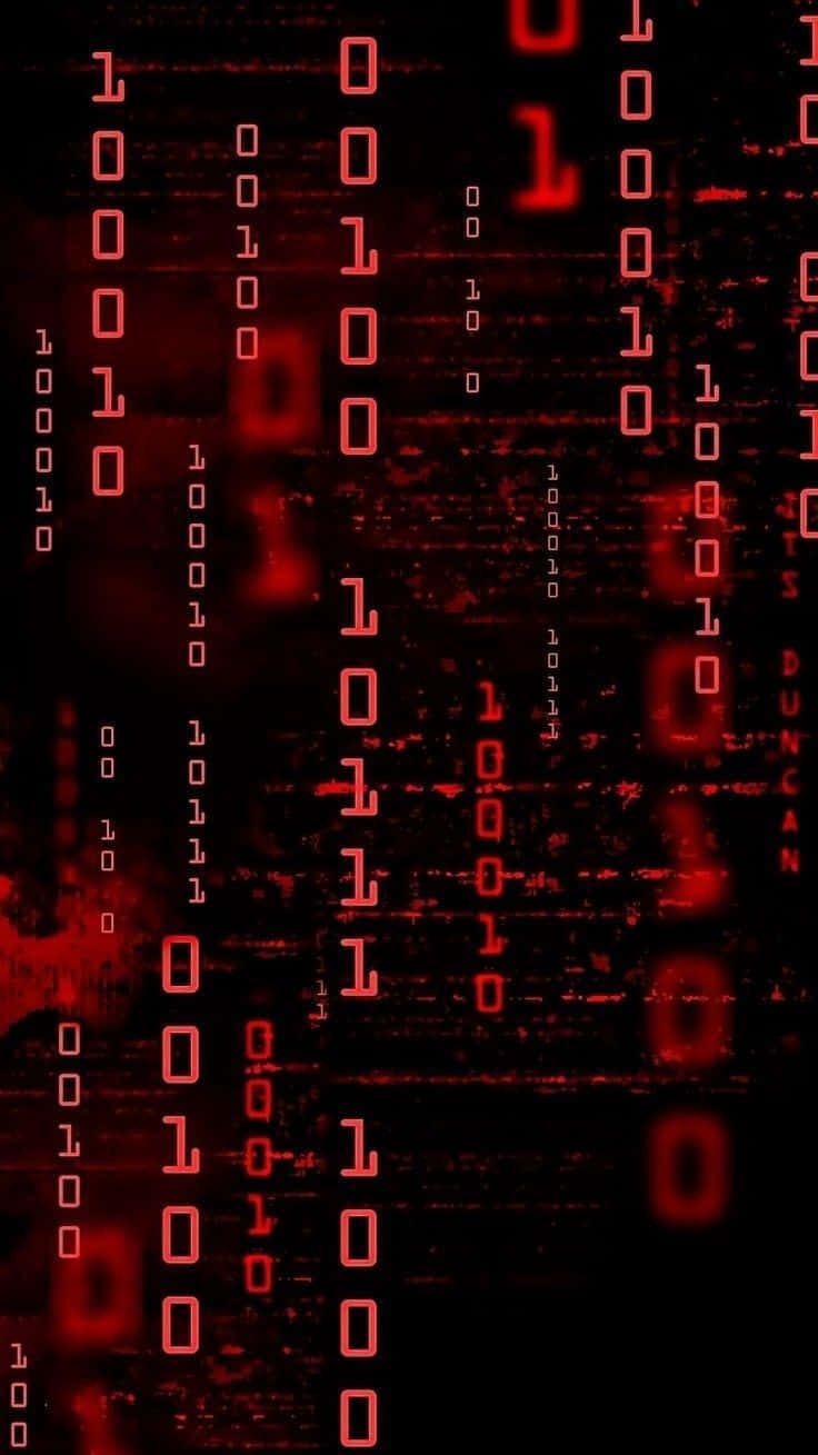 Matrix, red glowing binary code, dark glitchy digital background, HD Phone Wallpaper