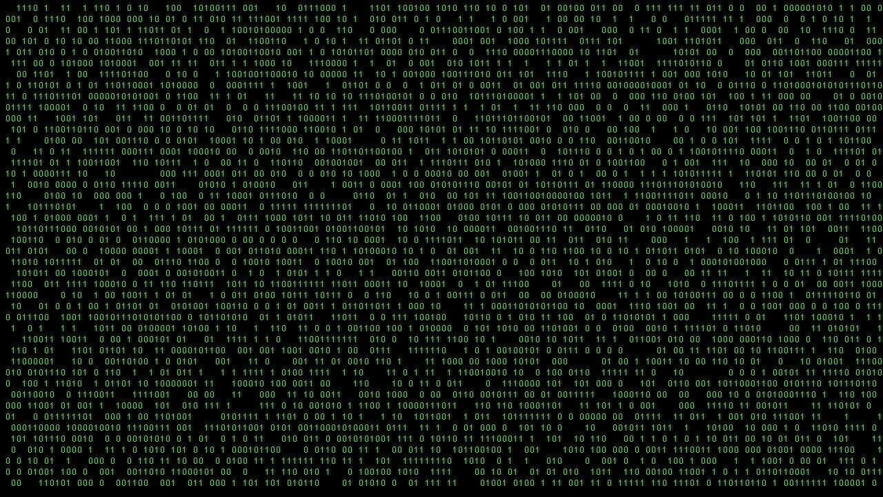 neon green binary matrix, glowing green binary code, dark background, HD Desktop Wallpaper