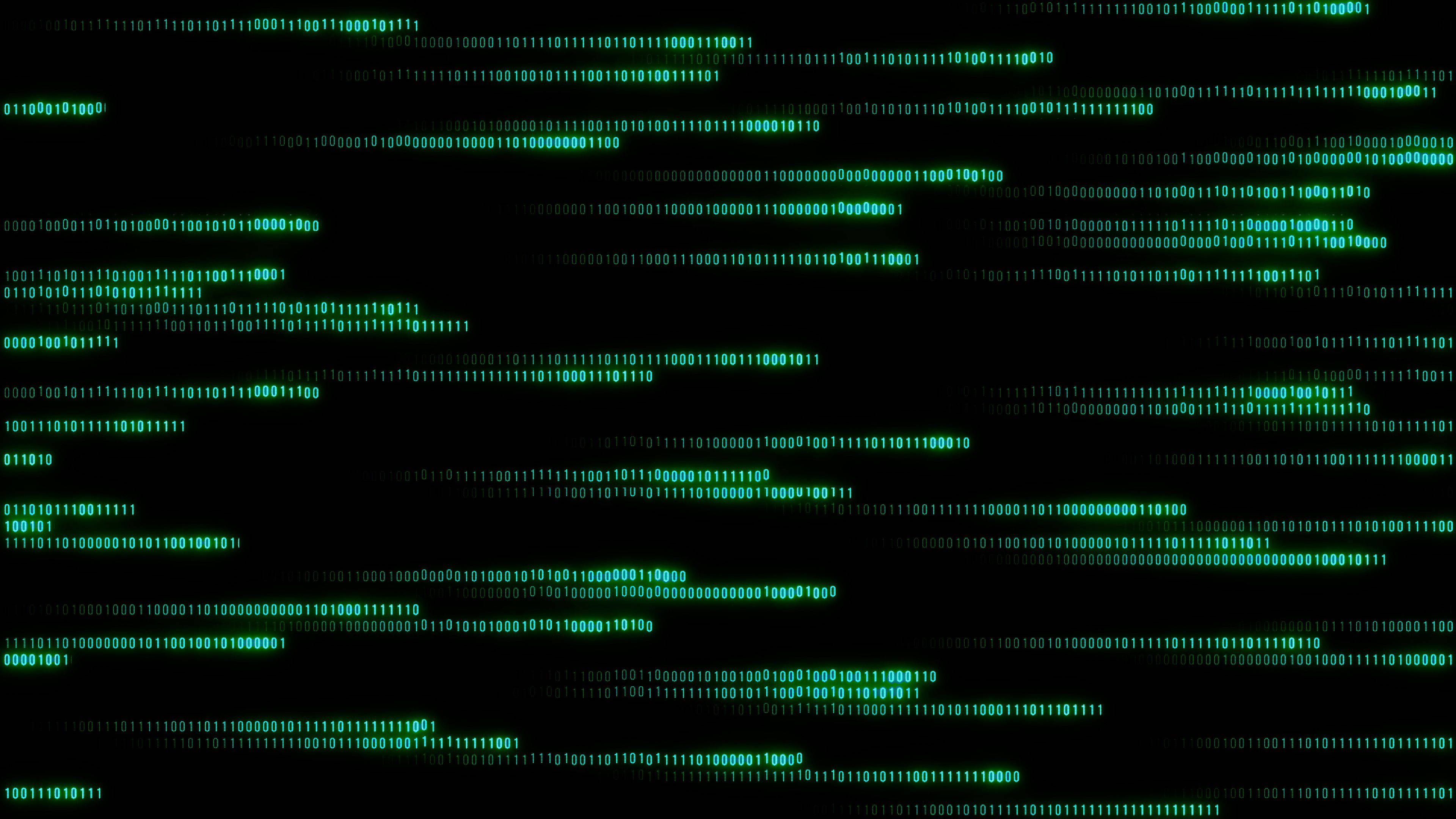 neon blue green, horizontal matrix, green binary code streams, 4K Desktop Wallpaper