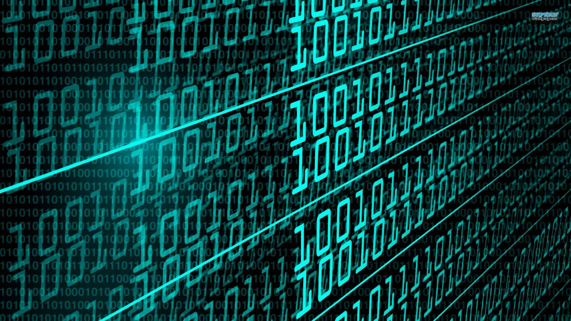 binary matrix, glowing teal, digital binary code streams, Full HD Desktop Wallpaper