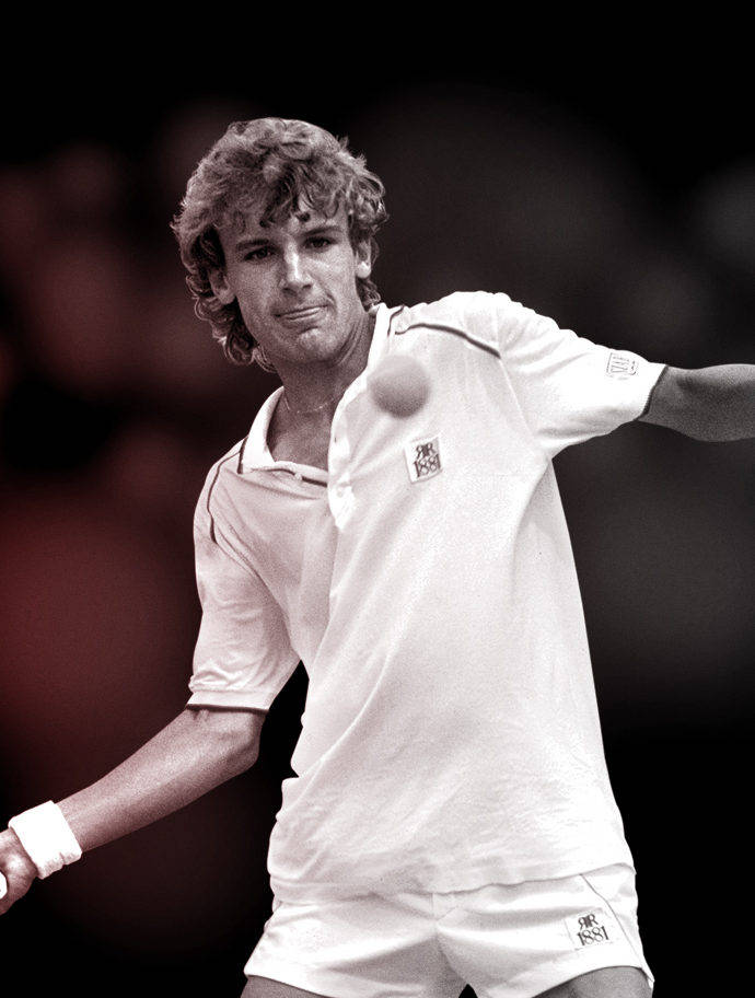 Mats Wilander, tennis player, mid-swing, SD Phone Wallpaper