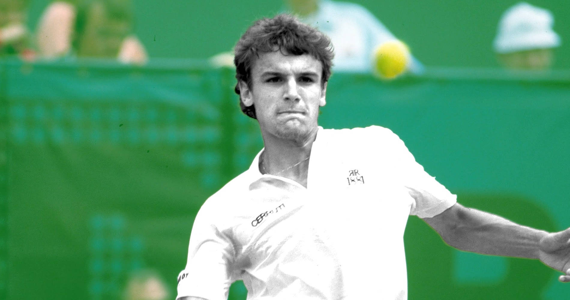 Mats Wilander, green court, yellow ball, HD Desktop Wallpaper