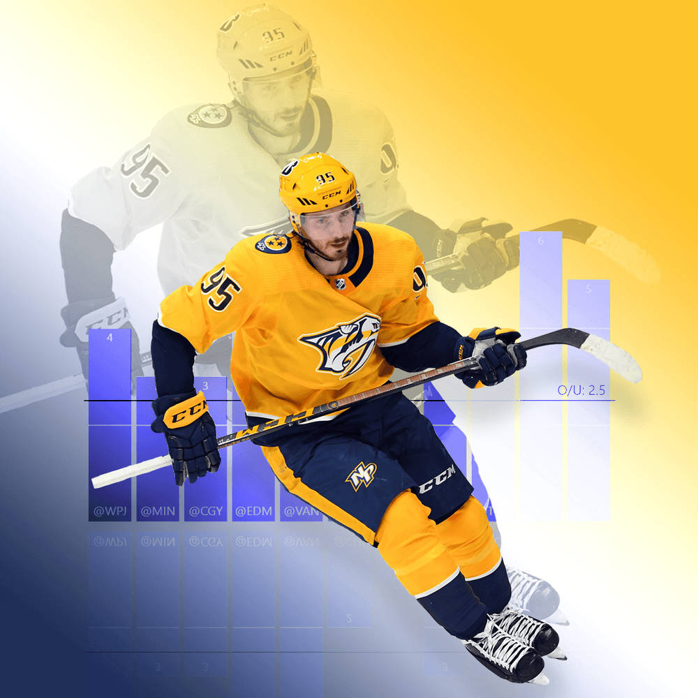 Matt Duchene, yellow and navy gear, blue and yellow gradient background, SD Desktop Wallpaper