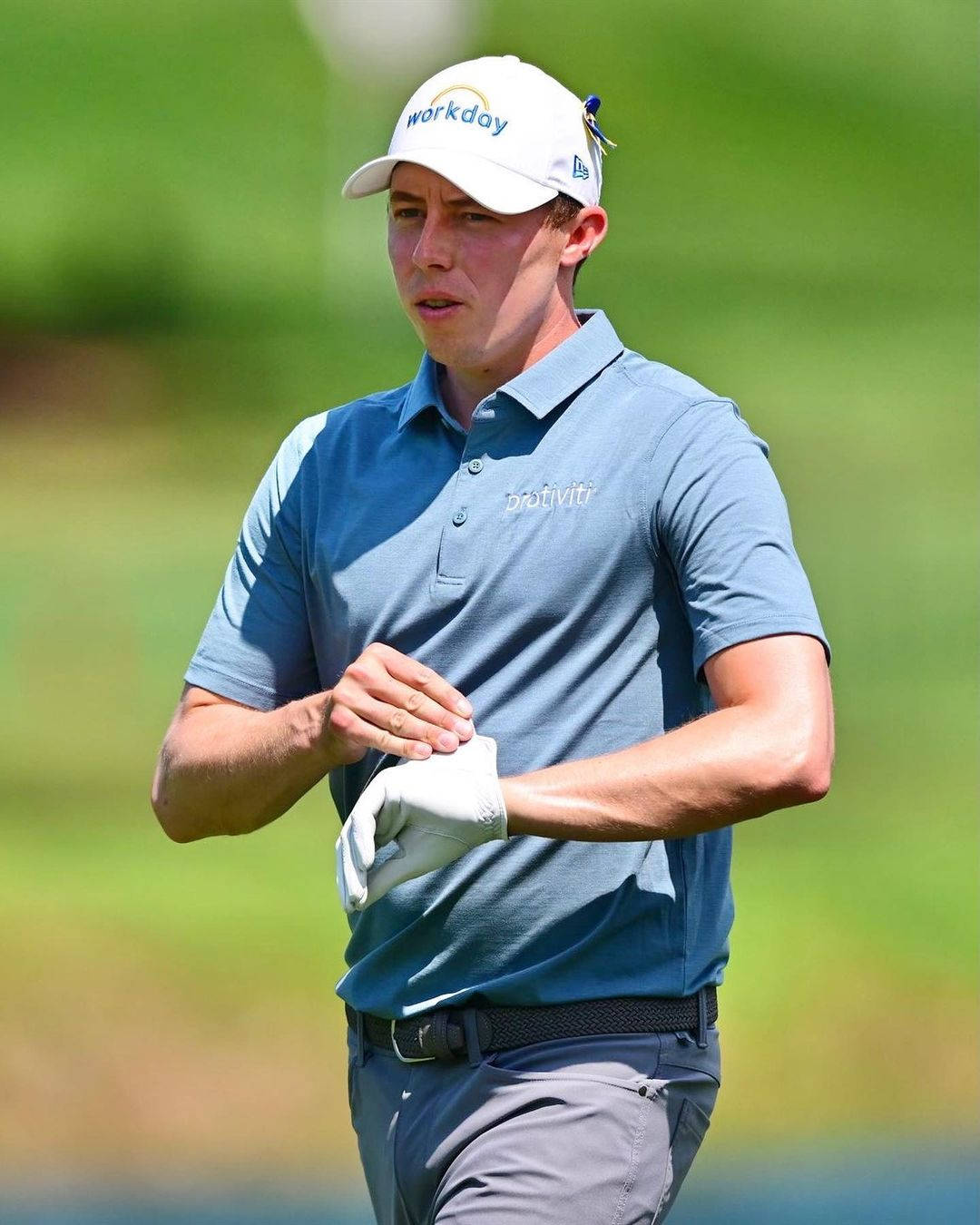 Matt Fitzpatrick, blue polo, white cap, HD Phone Wallpaper