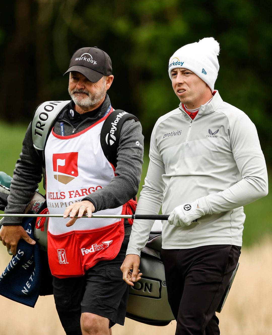 Matt Fitzpatrick, caddie, golf course, HD Phone Wallpaper
