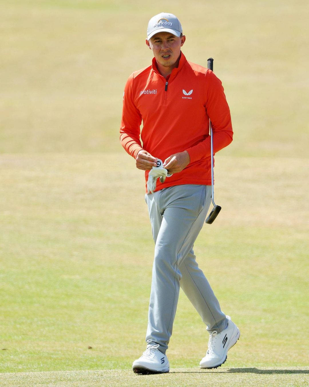 Matt Fitzpatrick, orange golf attire, bright orange shirt, HD Phone Wallpaper