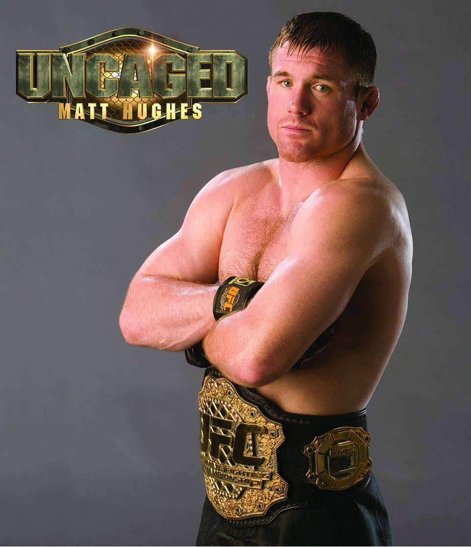 Matt Hughes, gold UFC championship belt, gray studio backdrop, SD Phone Wallpaper