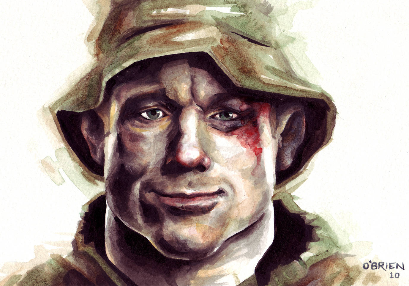 Matt Hughes, watercolor portrait, weary soldier, HD Desktop Wallpaper