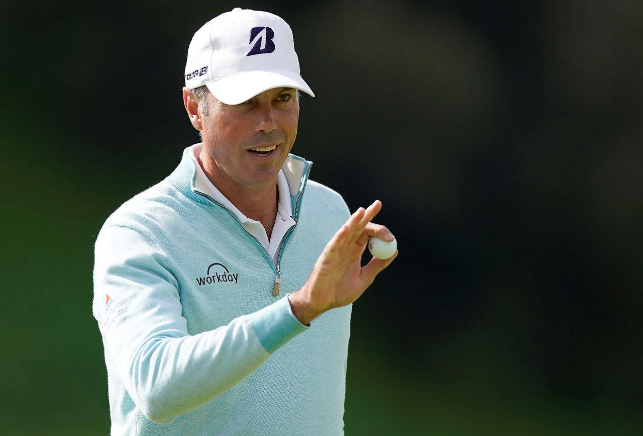 Matt Kuchar, light blue sweater, white cap, HD Desktop Wallpaper