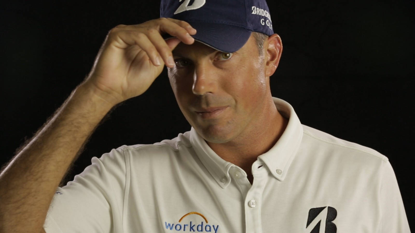 Matt Kuchar, white polo, blue cap, HD Desktop Wallpaper