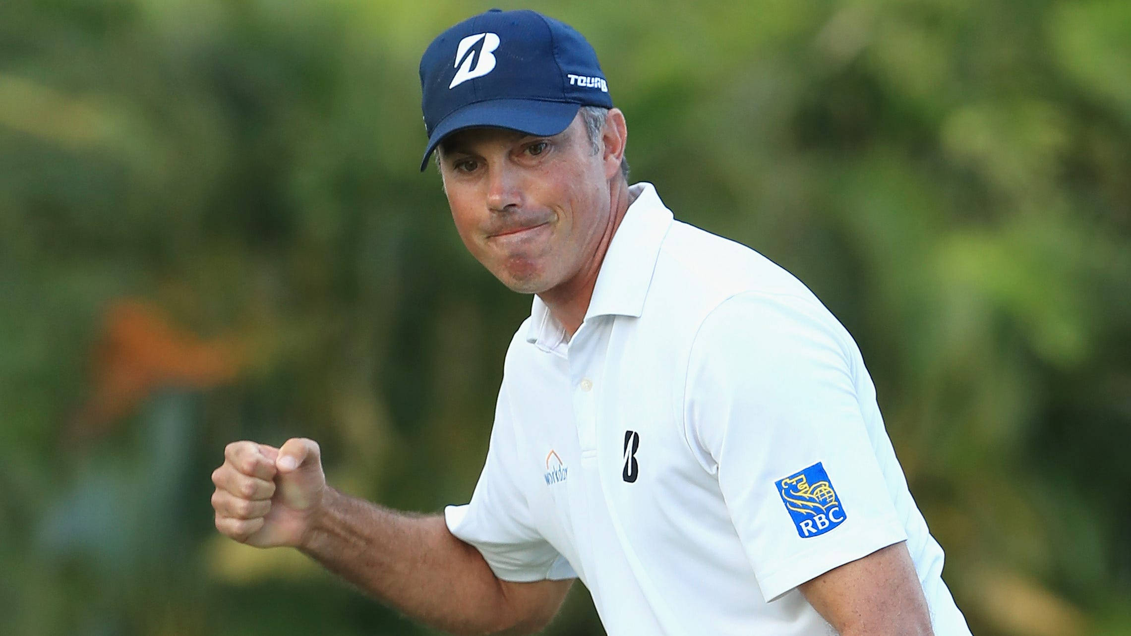 Matt Kuchar, white polo, blue cap, Full HD Desktop Wallpaper