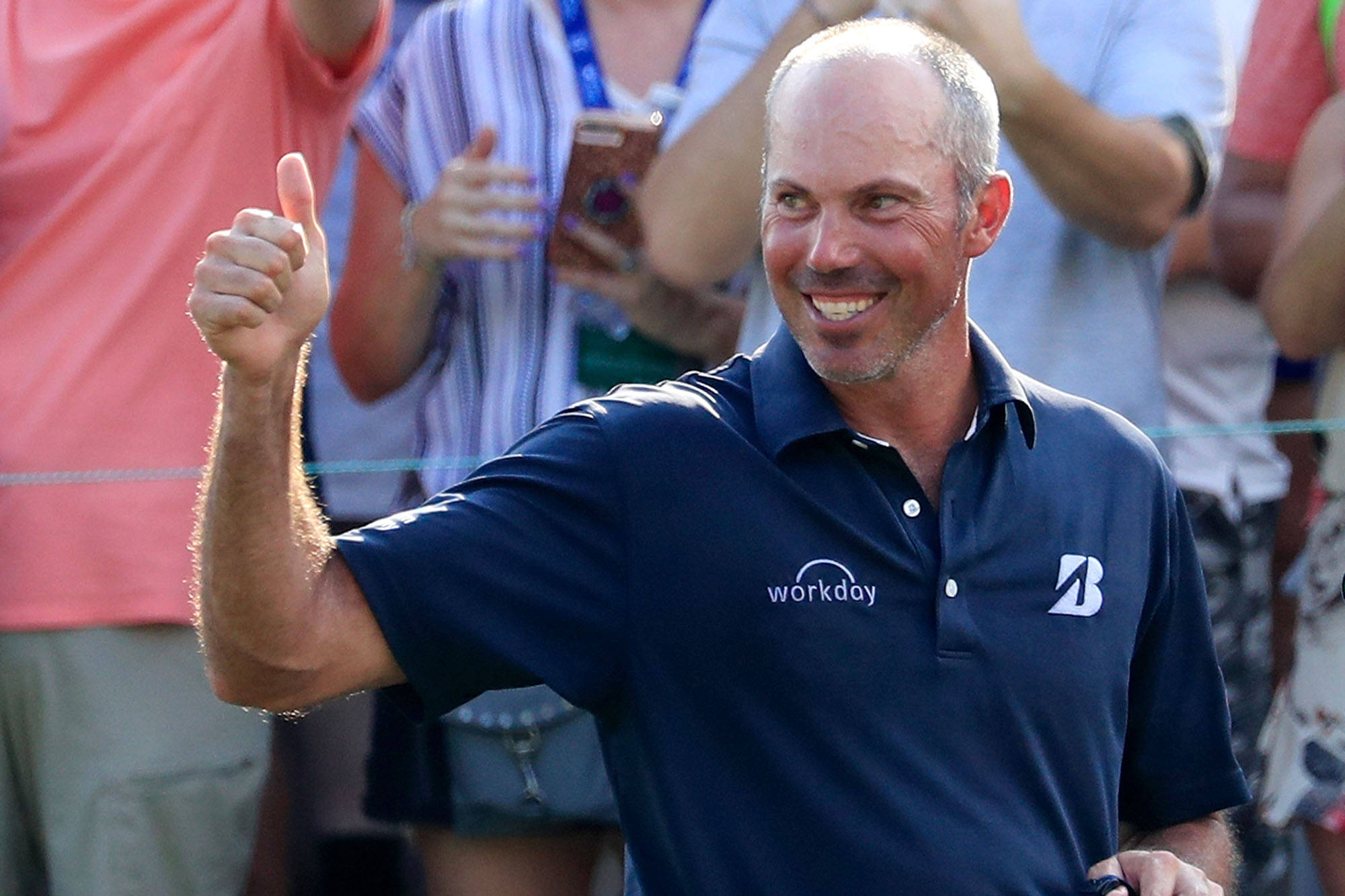 Matt Kuchar, navy polo shirt, thumbs up, Full HD Desktop Wallpaper
