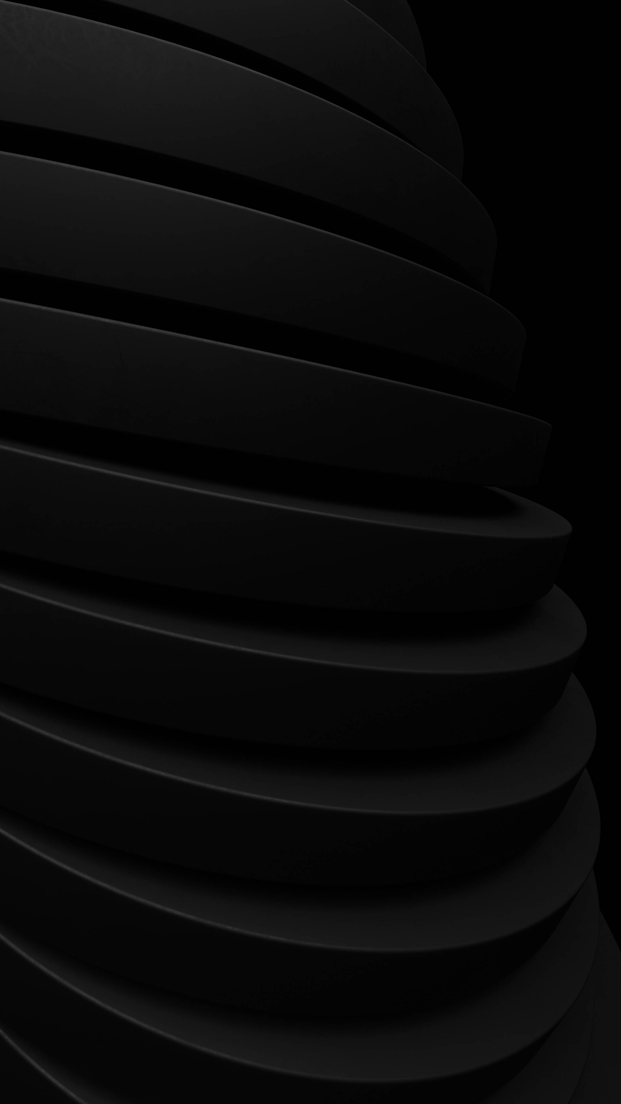 matte black, concentric black circular bands, hypnotic spiral, 4K Phone Wallpaper