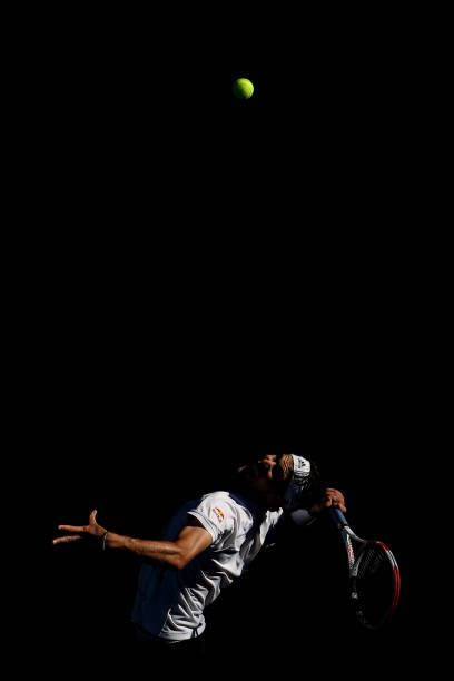 Matteo Berrettini, glowing green ball, pitch black background, SD Phone Wallpaper