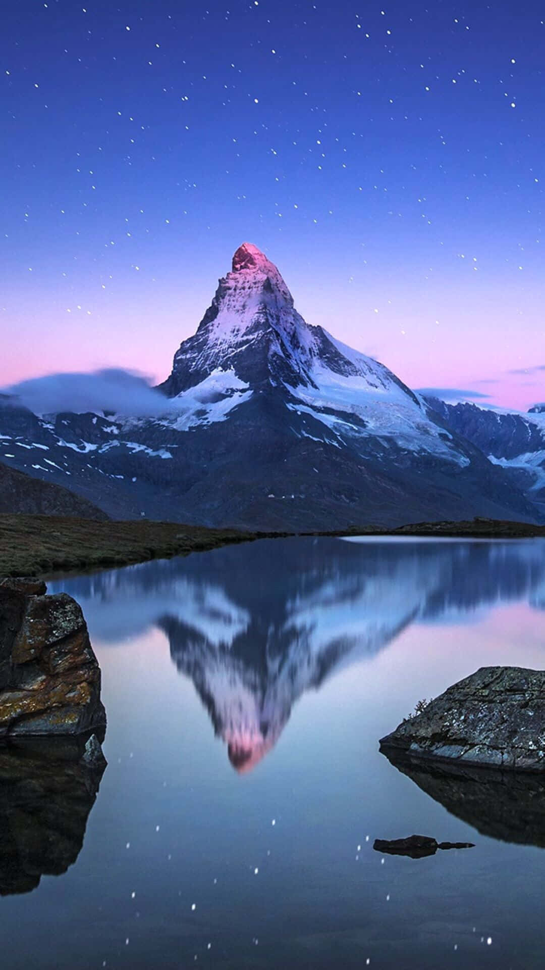 Matterhorn, snow-capped mountain peak, calm lake, Full HD Phone Wallpaper