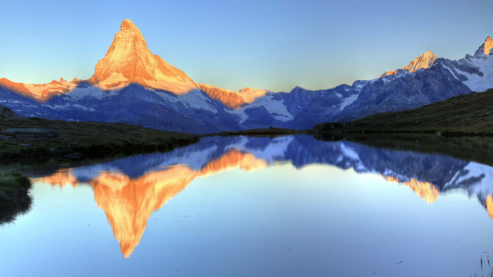 Matterhorn, panoramic desktop, snow-capped mountain, Full HD Desktop Wallpaper