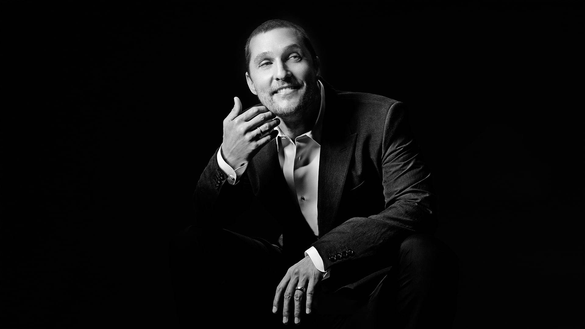 Matthew Mcconaughey, suit, stark black background, Full HD Desktop Wallpaper