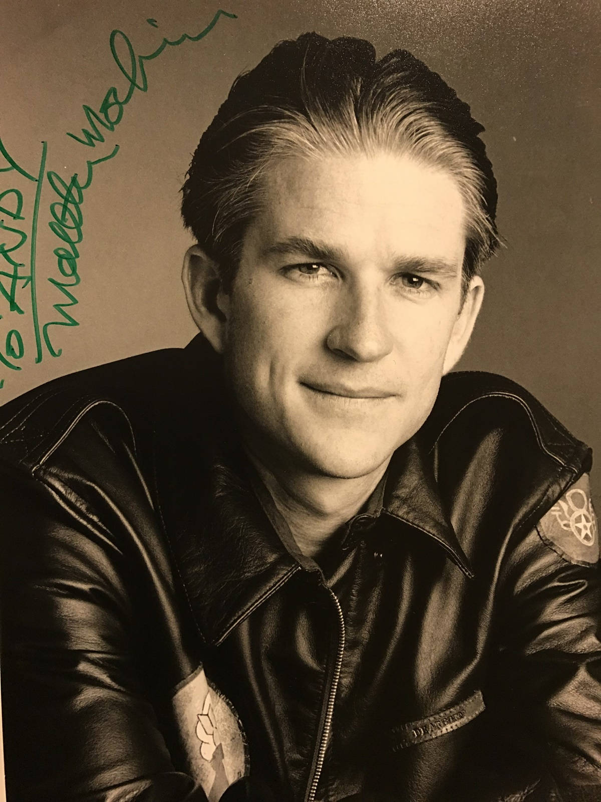 Matthew Modine, leather jacket, sepia-toned portrait, HD Phone Wallpaper