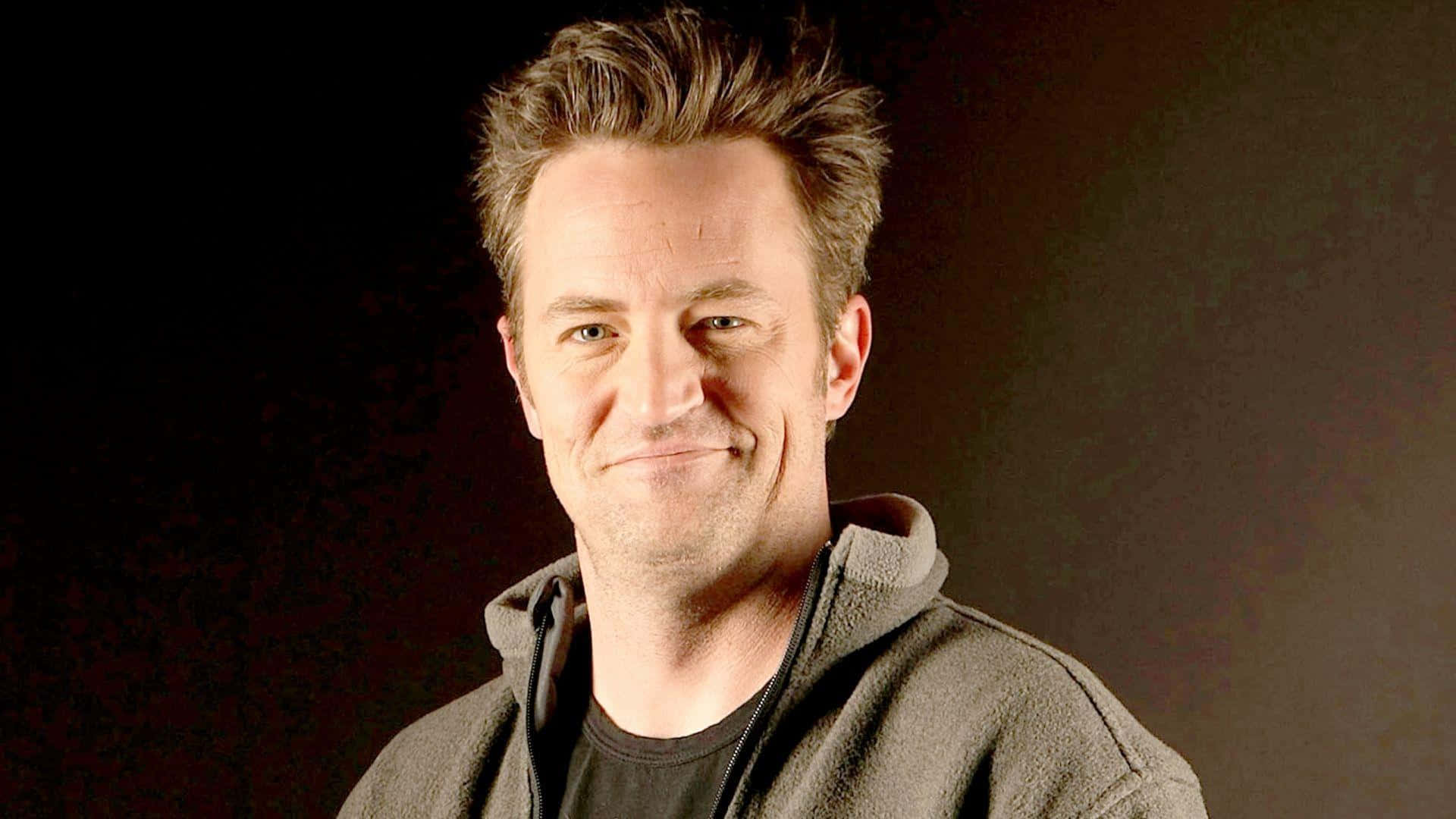 Matthew Perry, dark hoodie, gradient black and brown backdrop, Full HD Desktop Wallpaper