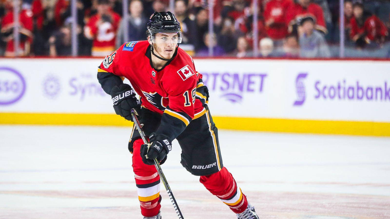 Matthew Tkachuk, red and black uniform, ice hockey, HD Desktop Wallpaper