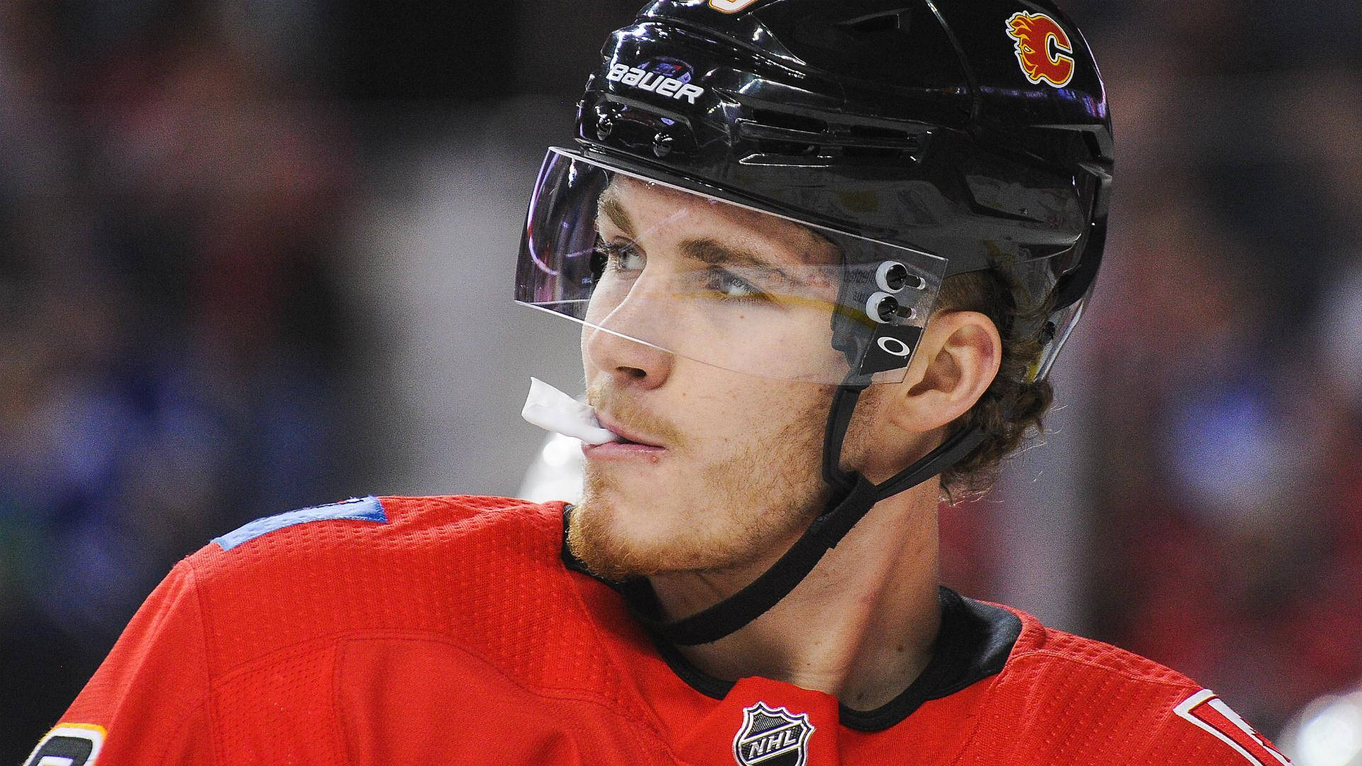 Matthew Tkachuk, red jersey, black helmet, Full HD Desktop Wallpaper
