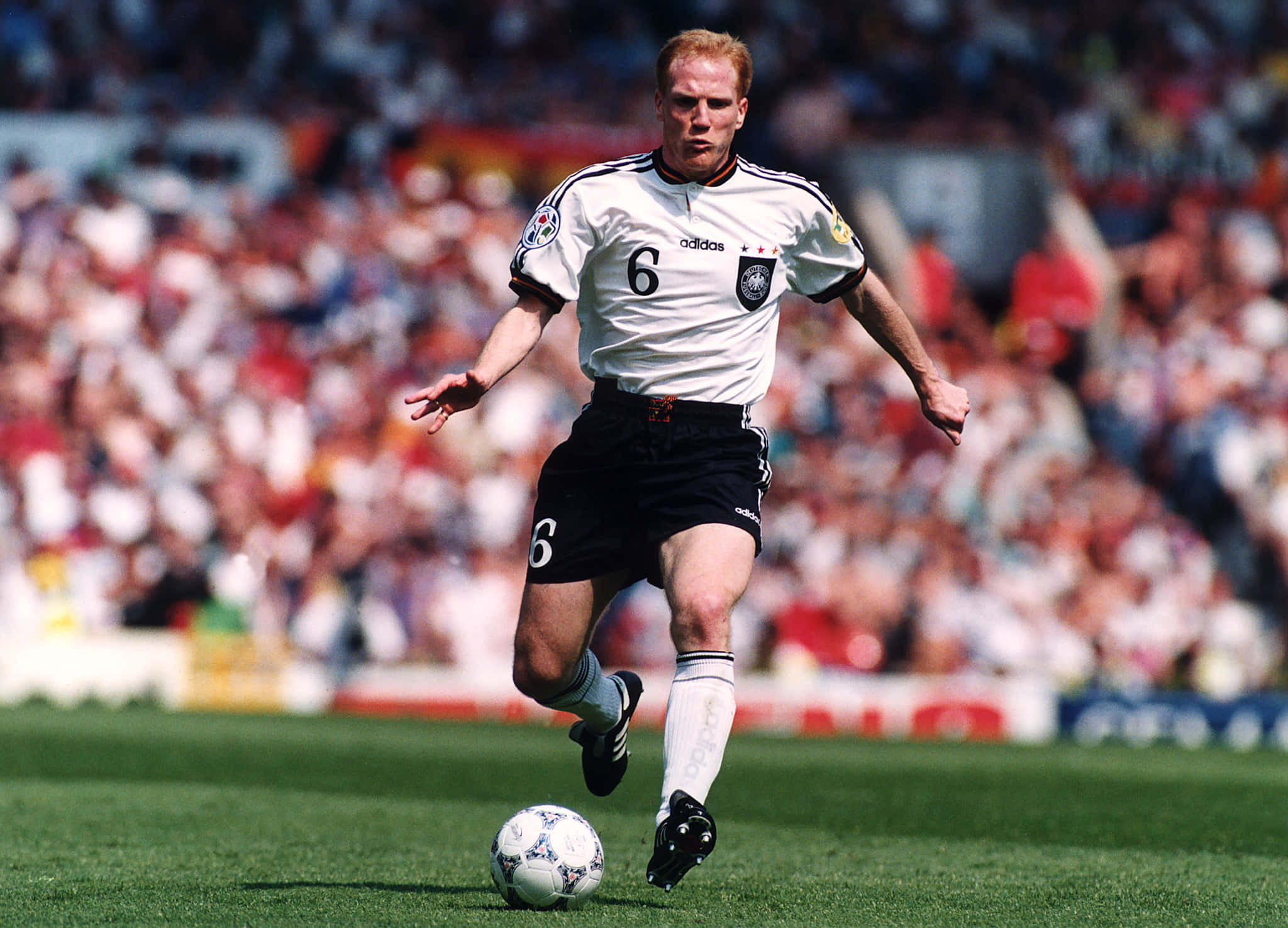 Matthias Sammer, 1996 UEFA European Football Championship, white jersey number six, Full HD Desktop Wallpaper