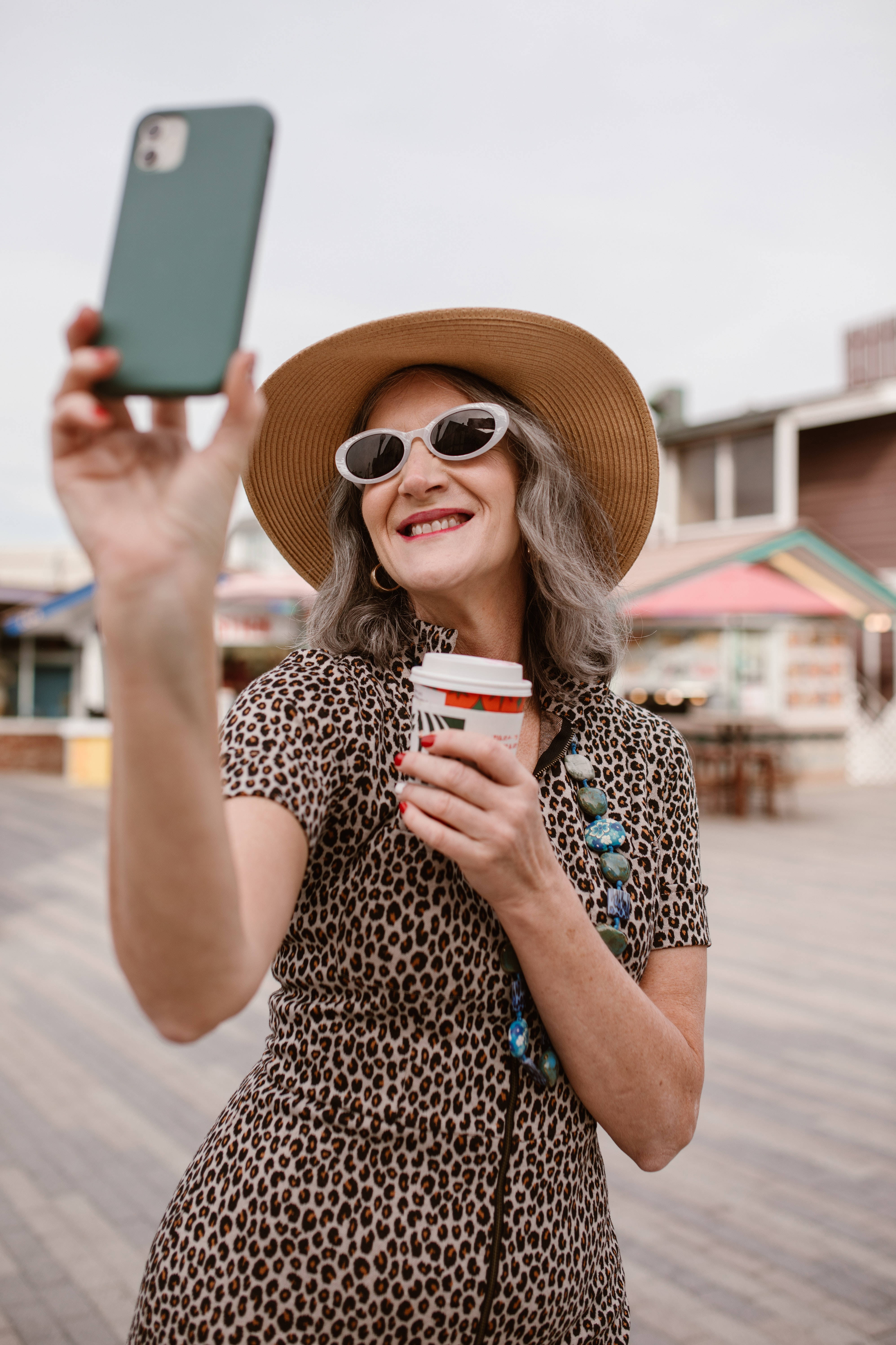 leopard dress, straw hat, wooden boardwalk, 5K Phone Wallpaper