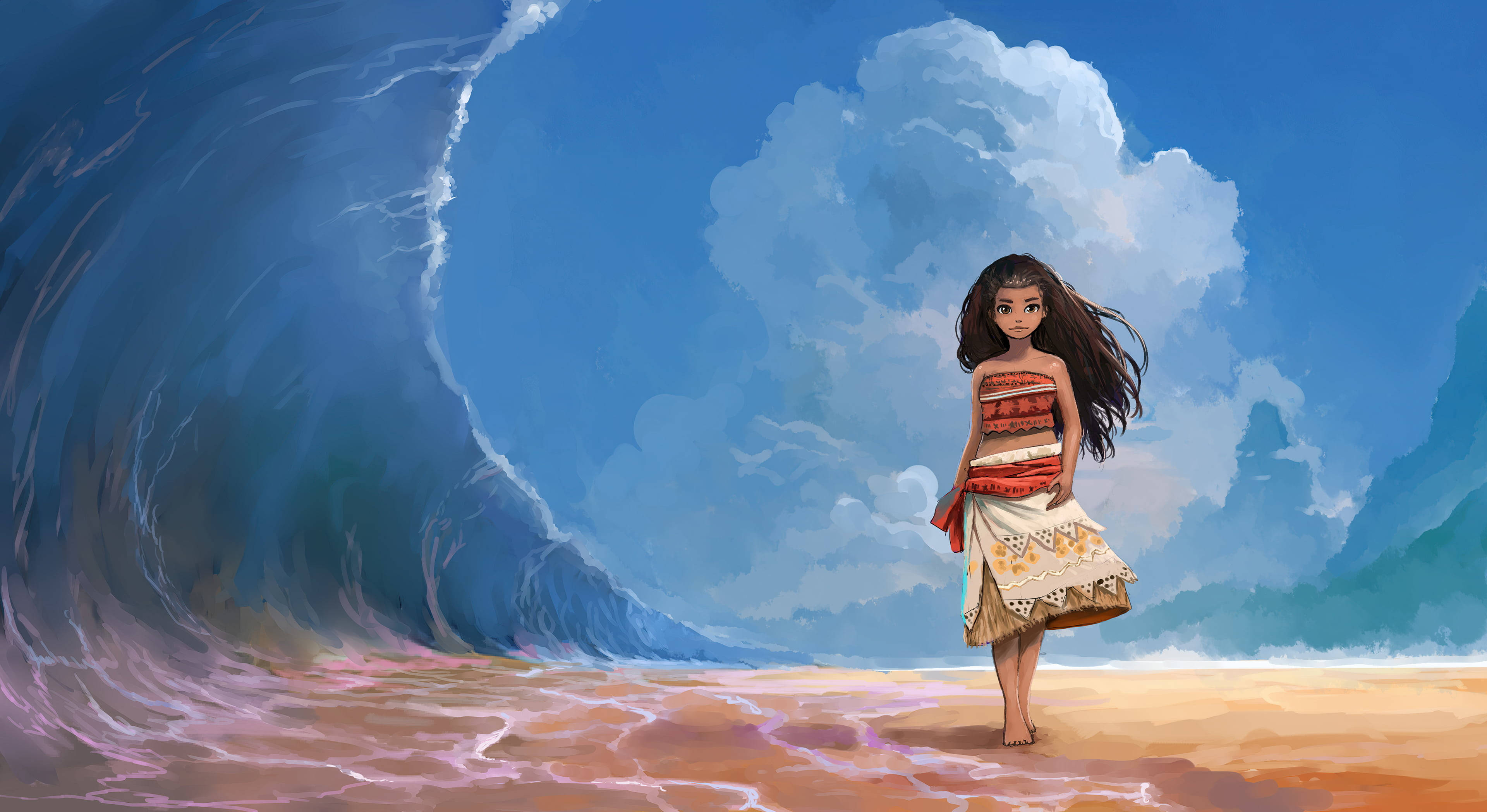 Moana, Maui, sandy beach, 4K Desktop Wallpaper