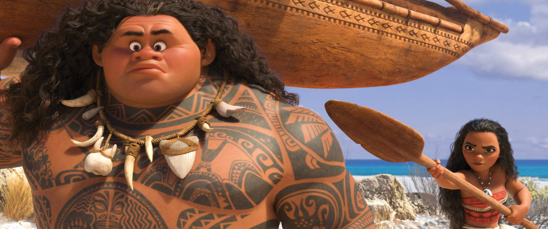 Maui Moana, tribal tattoos, canoe, Full HD Desktop Wallpaper