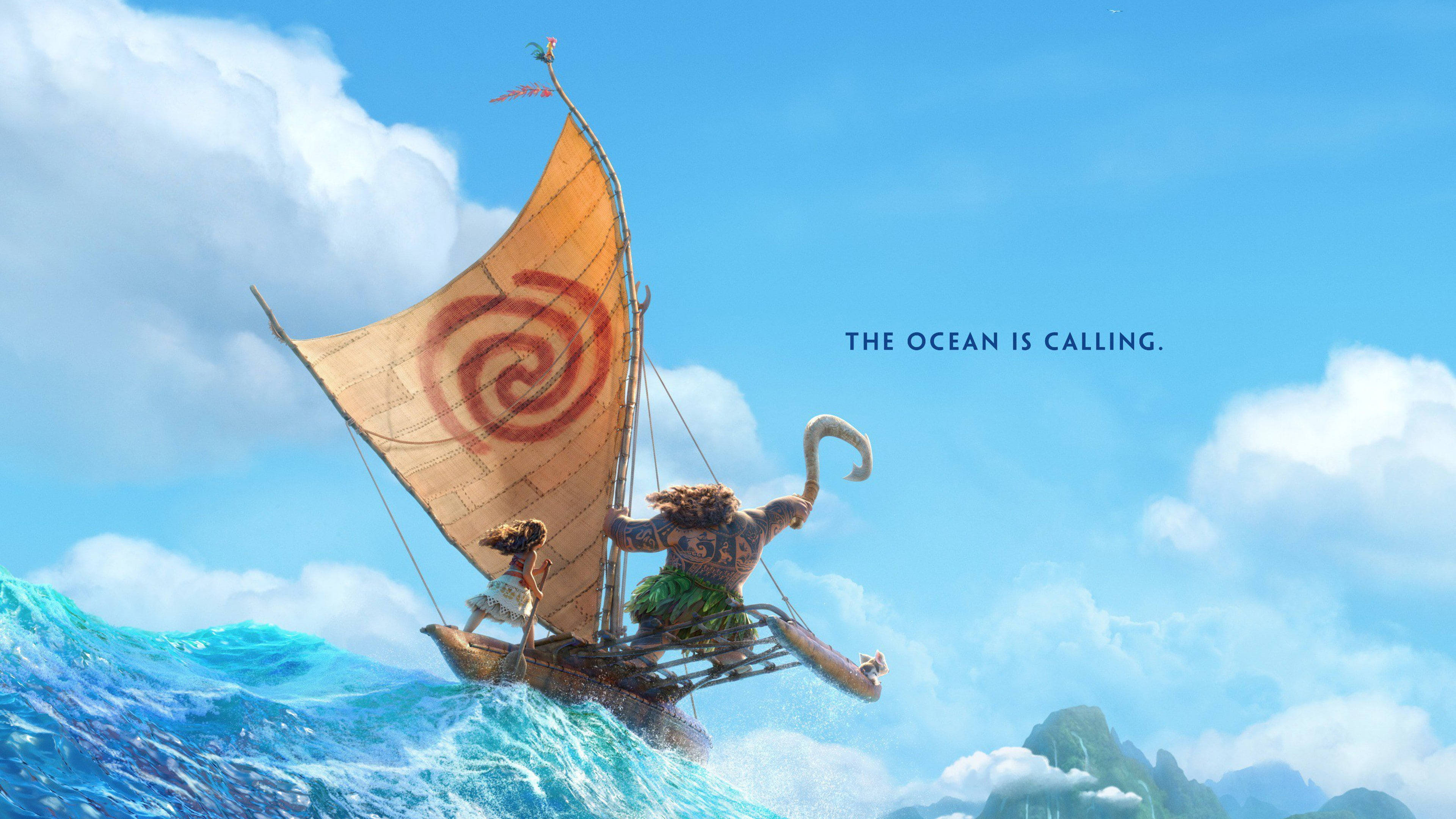 Maui Moana, canoe, spiral sail, 4K Desktop Wallpaper
