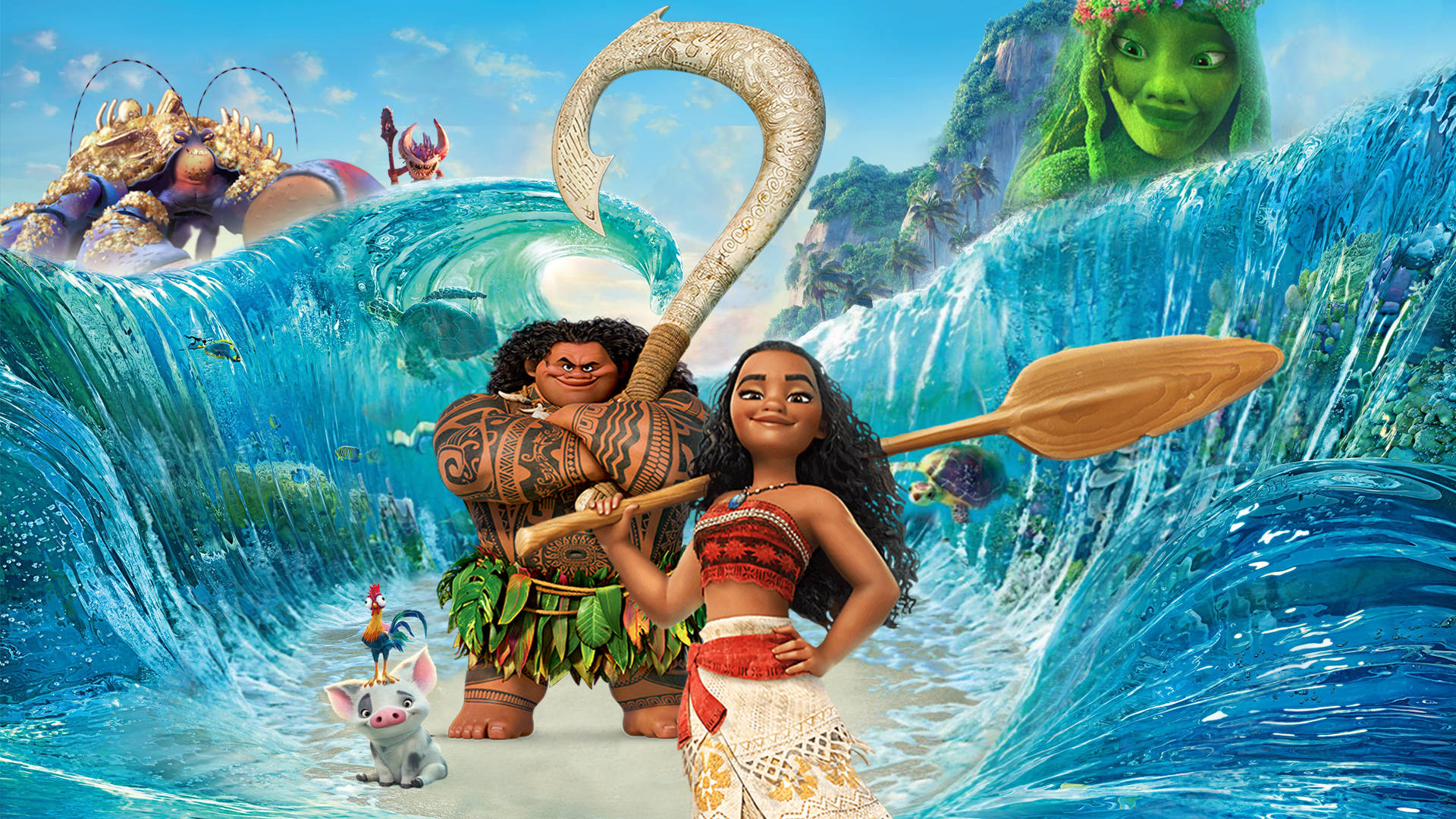 Moana, Maui, ocean waves, Full HD Desktop Wallpaper