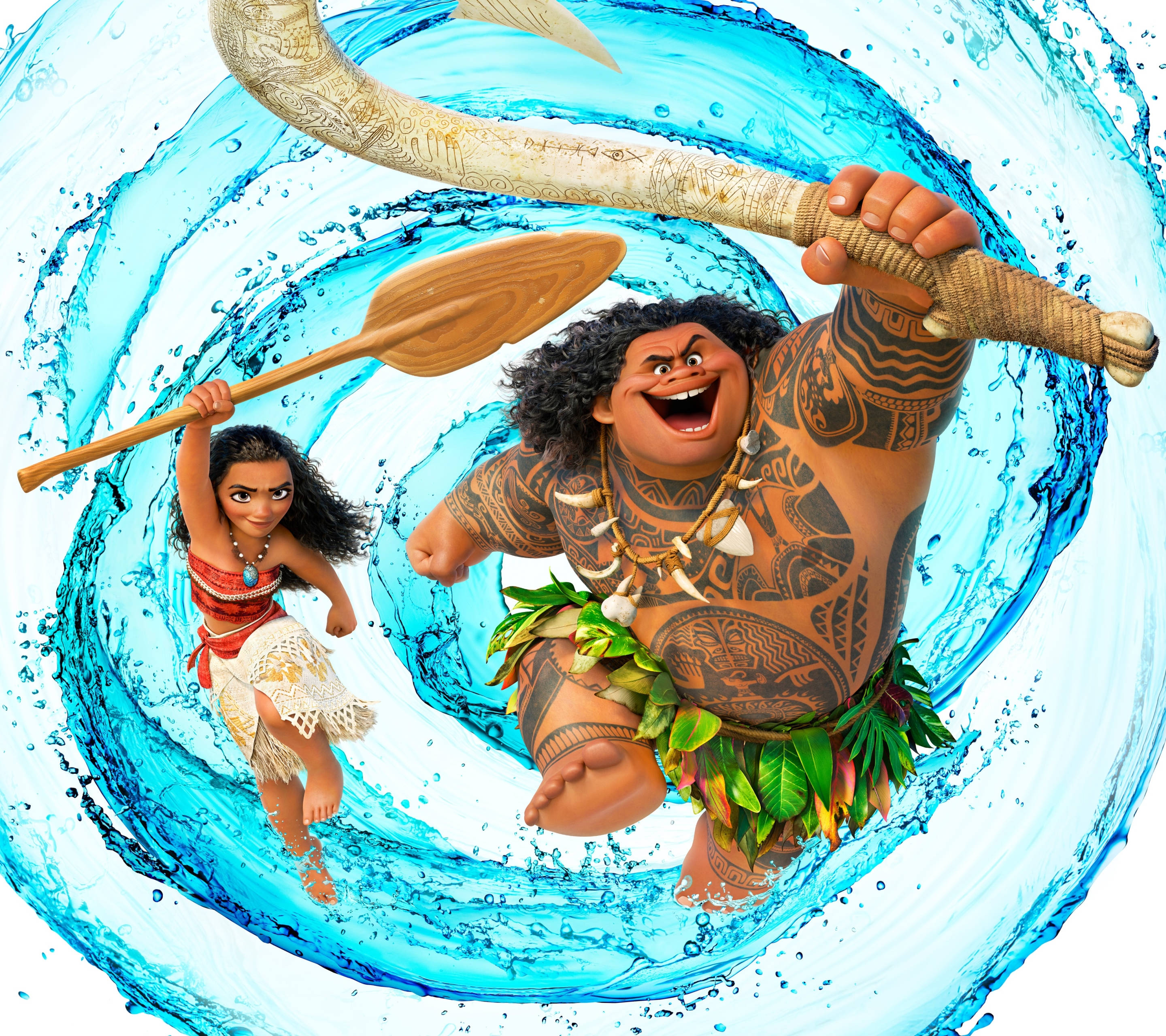 Moana, Maui, vibrant blue water vortex, 2K Desktop Wallpaper