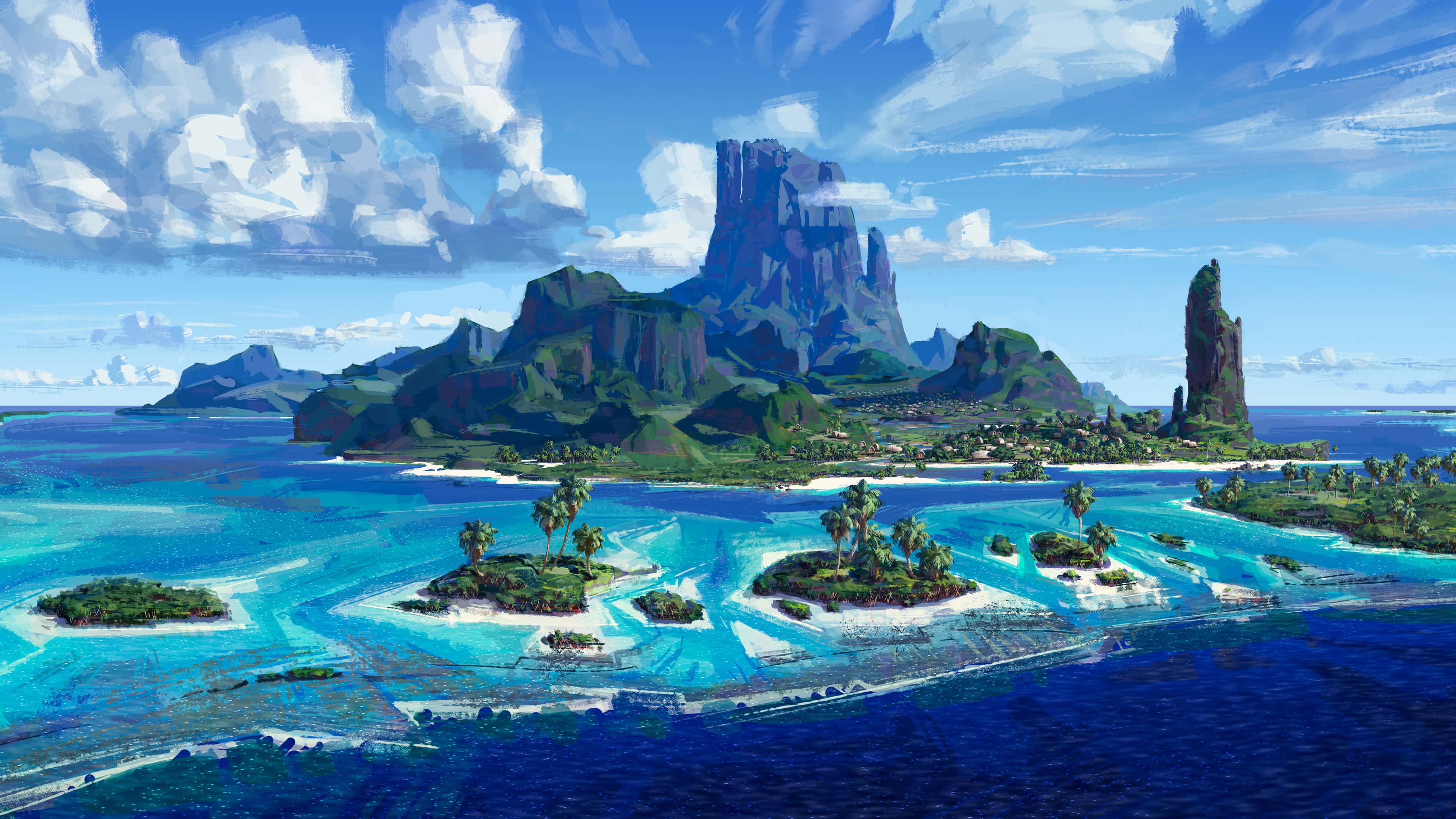 tropical atoll, turquoise lagoons, white sandbar islands, 4K Desktop Wallpaper