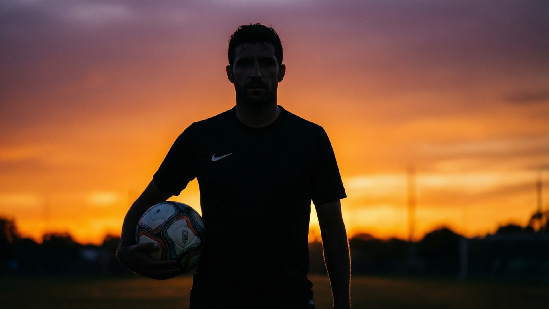Mauricio Pereyra, soccer ball, sunset, Full HD Desktop Wallpaper