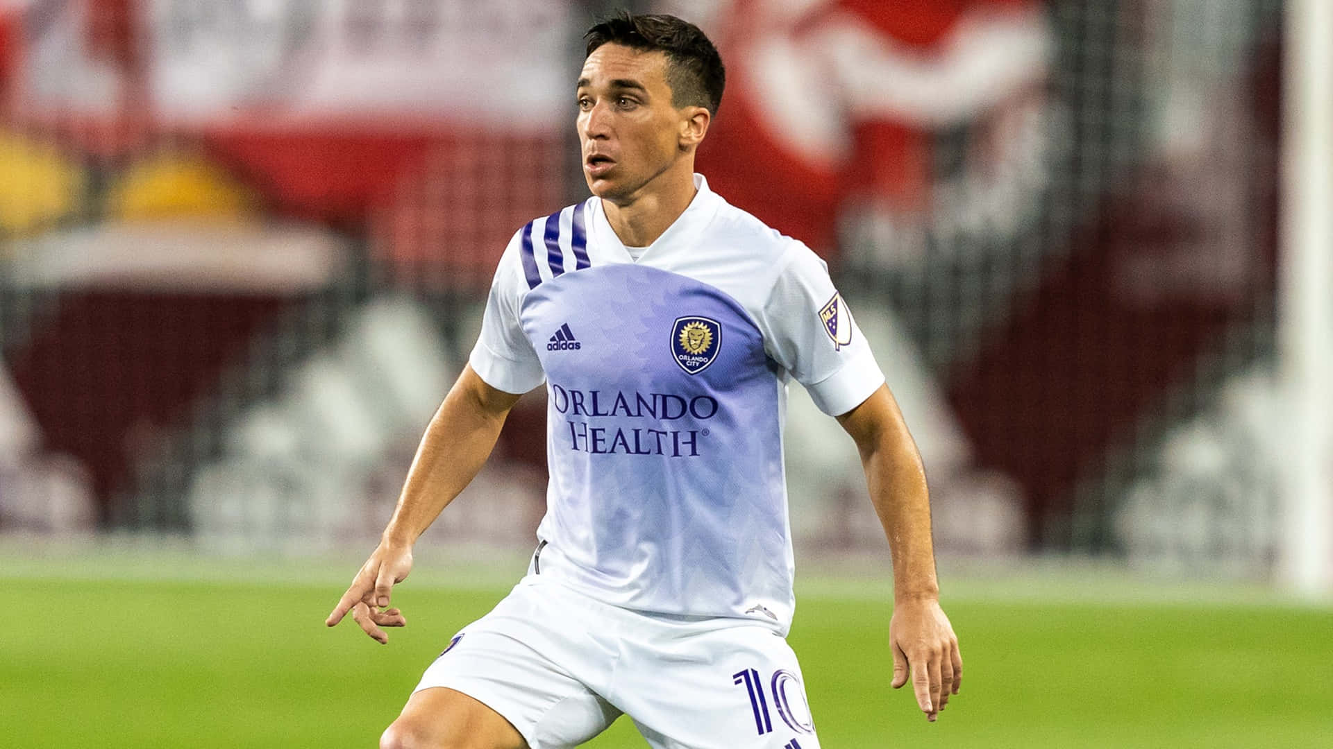 Mauricio Pereyra, white Orlando Health jersey, green field, Full HD Desktop Wallpaper