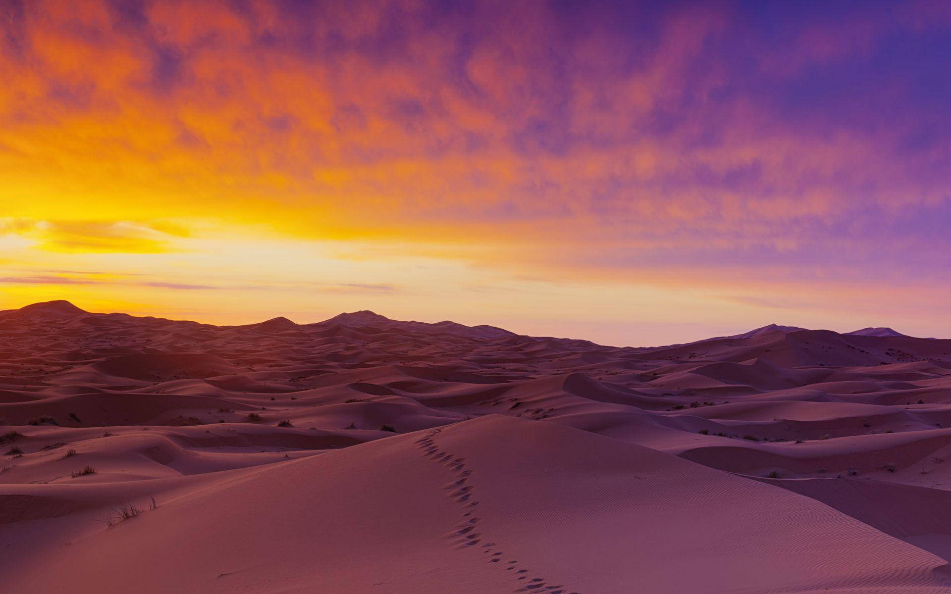 Mauritania, purple sunset sky, rolling dunes, Full HD Desktop Wallpaper