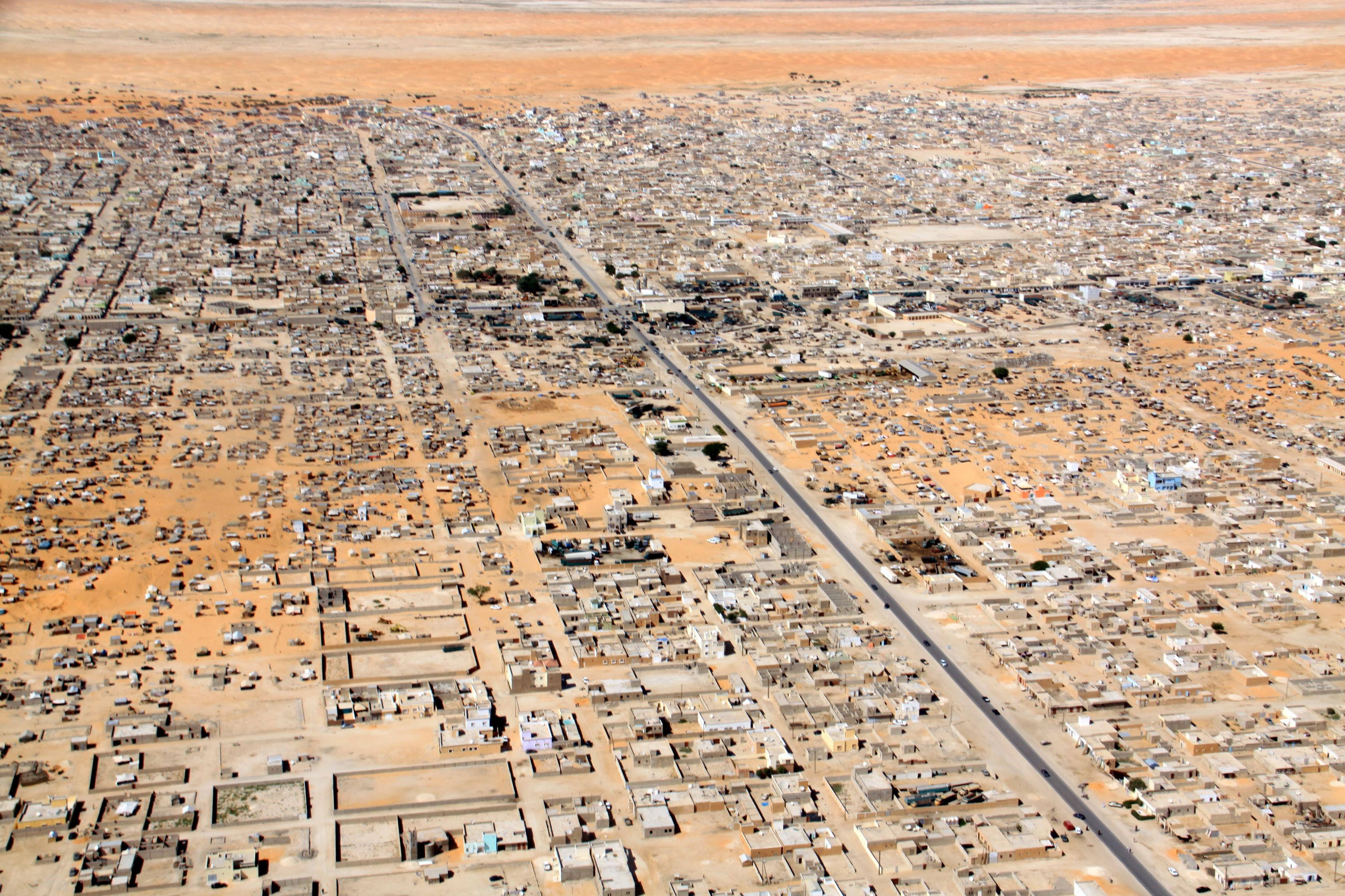 Mauritania, aerial view, desert town, 2K Desktop Wallpaper
