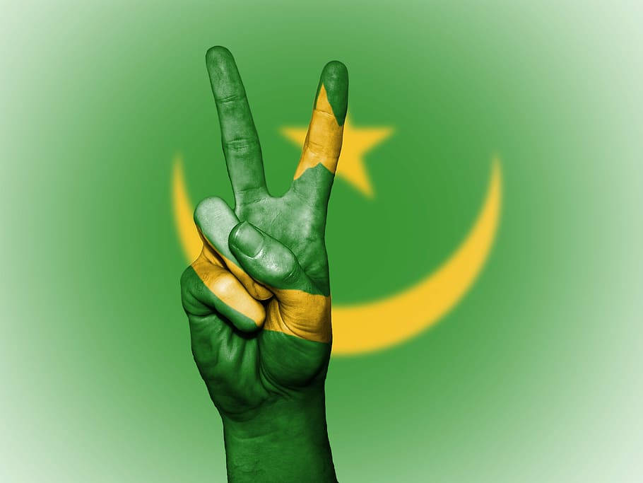 Mauritania, flag colors, peace sign, SD Desktop Wallpaper