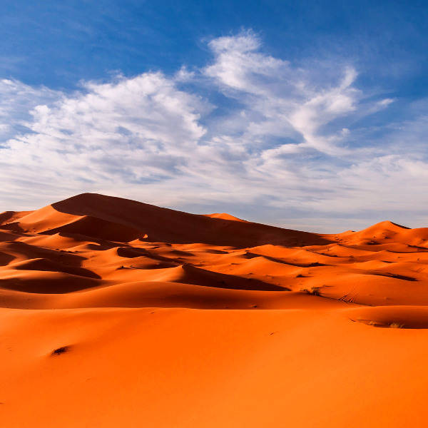 Mauritania, orange sand dunes, bright blue sky, SD Desktop Wallpaper