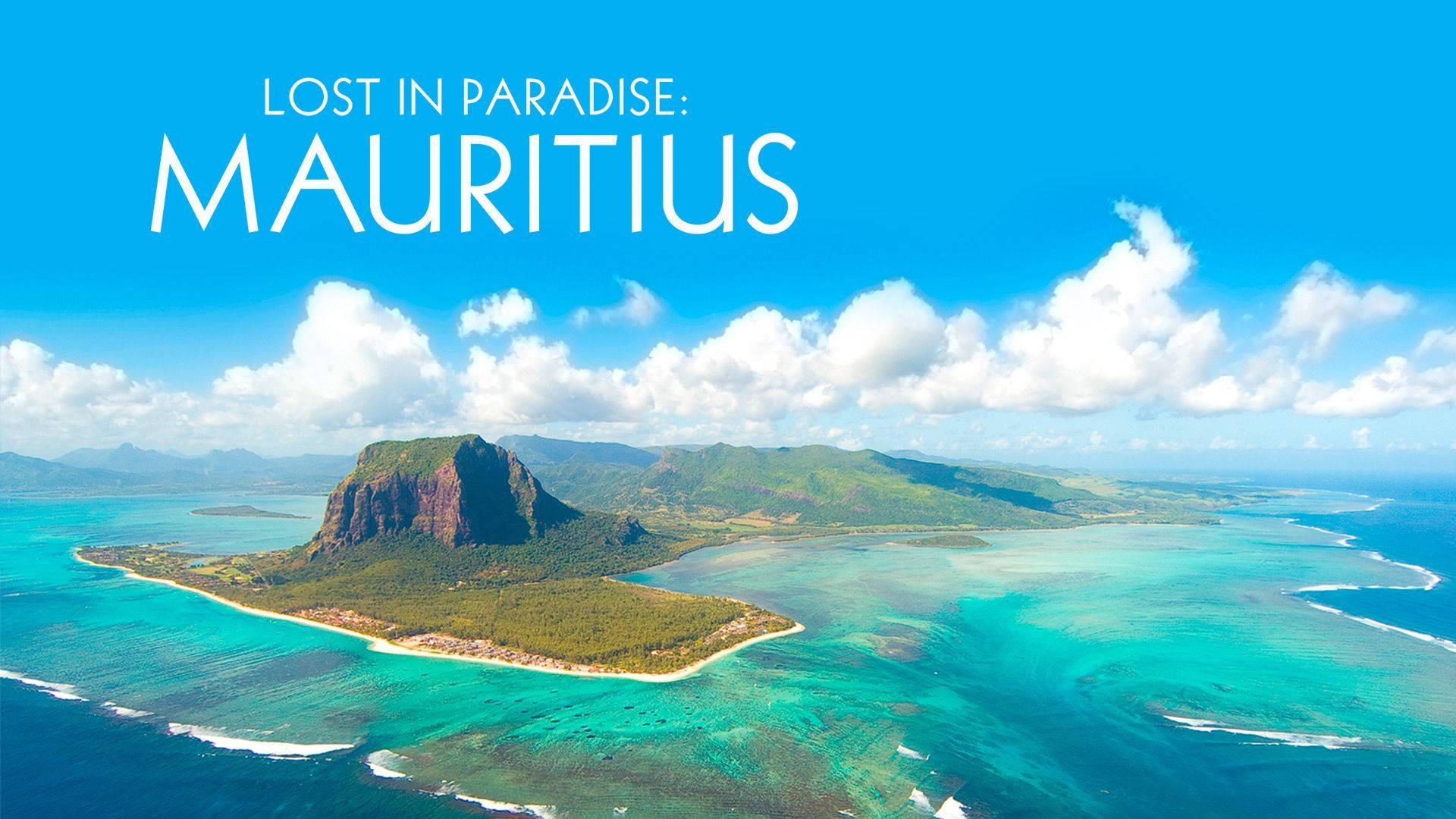 Mauritius, volcanic peak, turquoise waters, Full HD Desktop Wallpaper