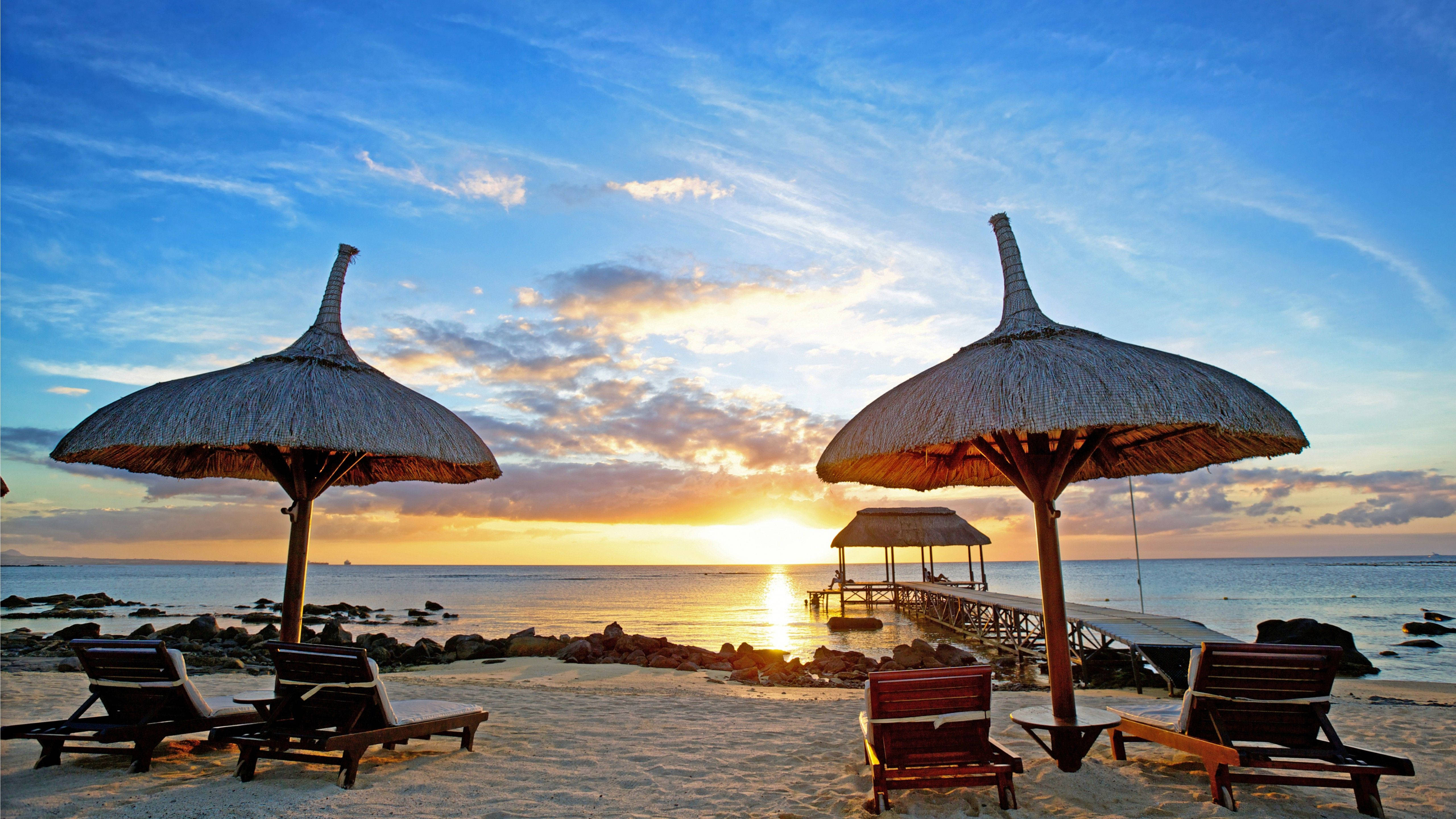 Mauritius, beach, sunset, 5K Desktop Wallpaper
