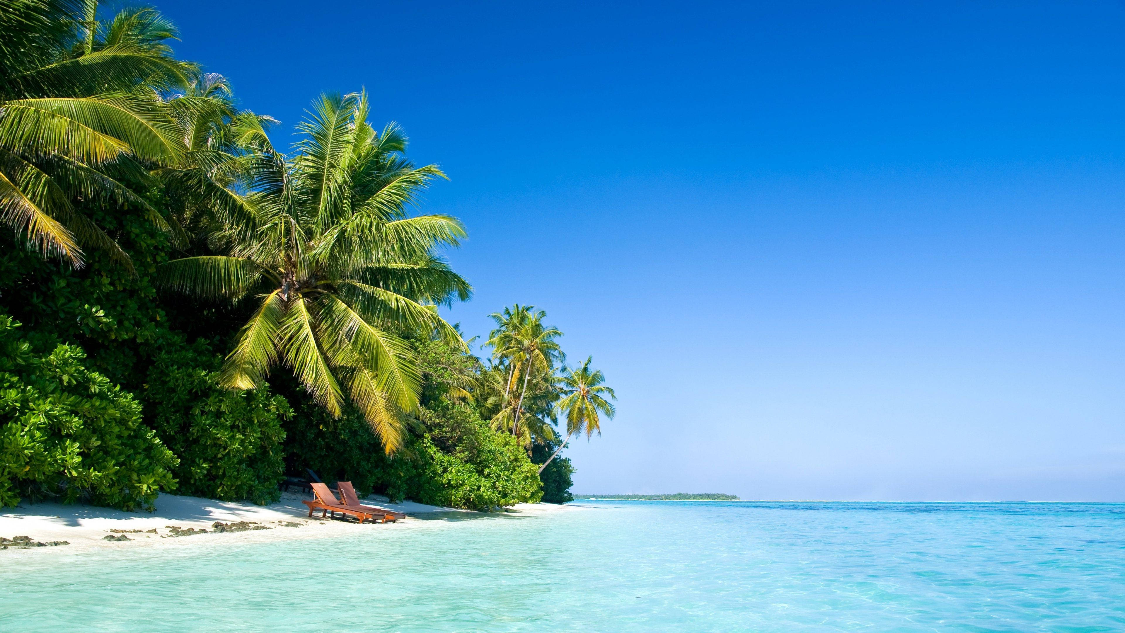 Mauritius, lounge beds, turquoise waters, 4K Desktop Wallpaper